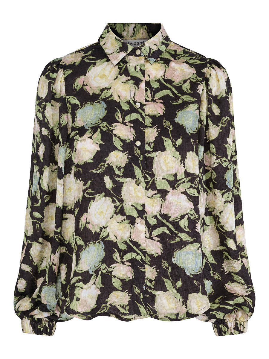 Feminine loose blouse Black/Flower
