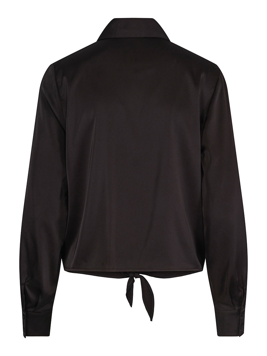 Satin tie shirt Black