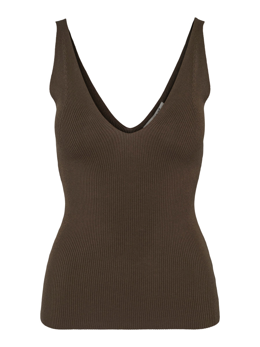 Rib knitted singlet Olive