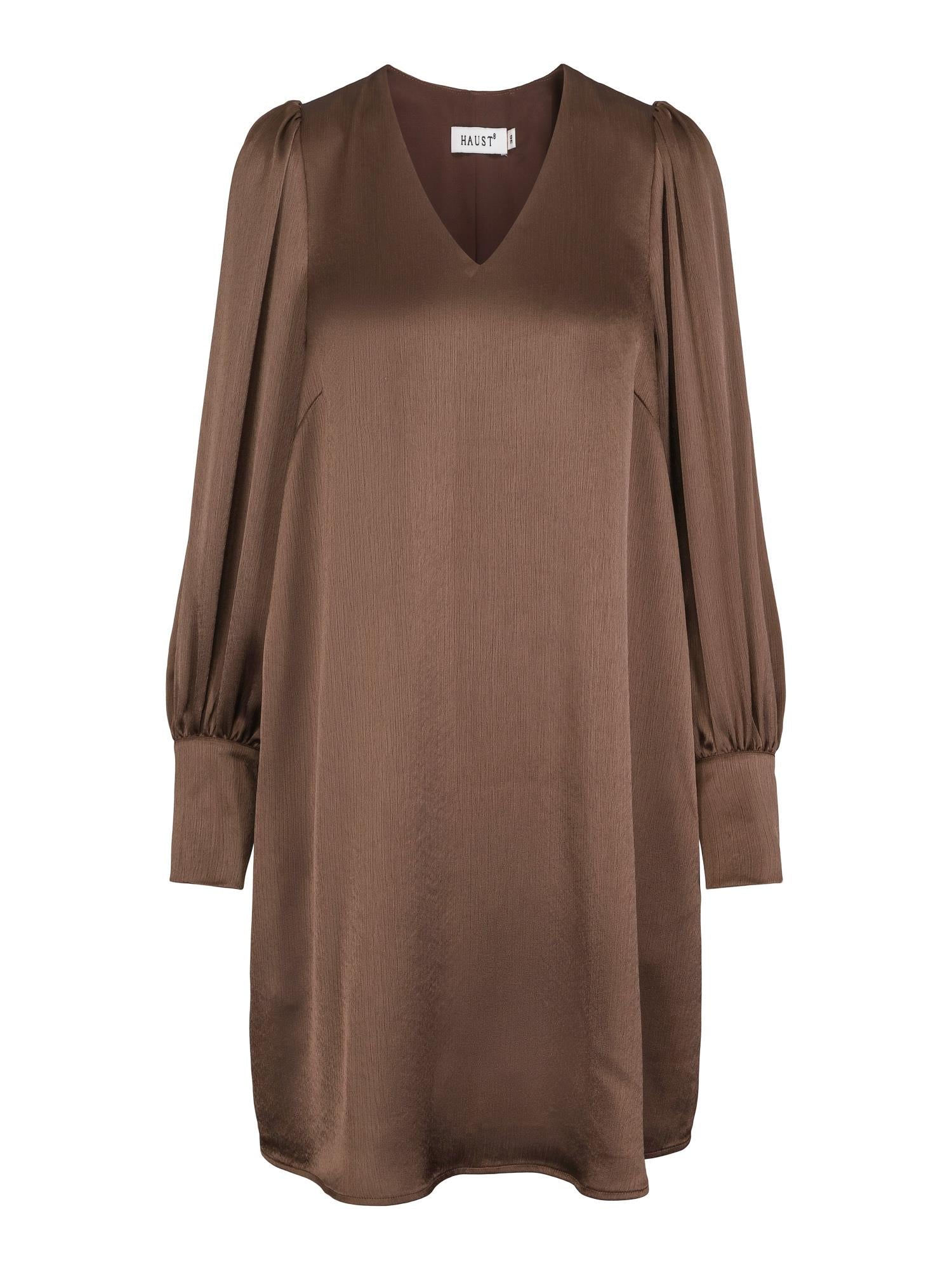 Crinckled satin dress Brun