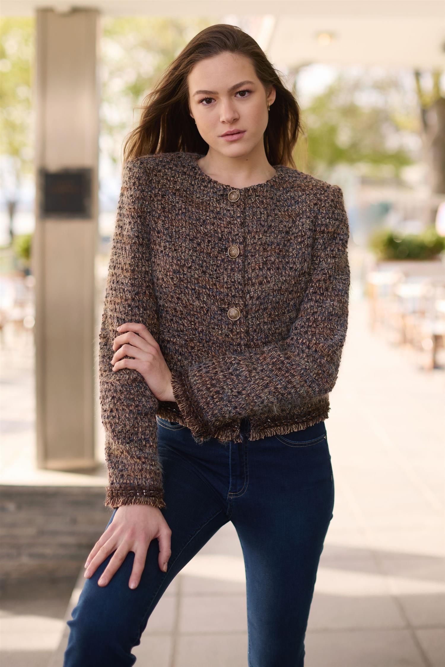 Short fashion blazer Brown