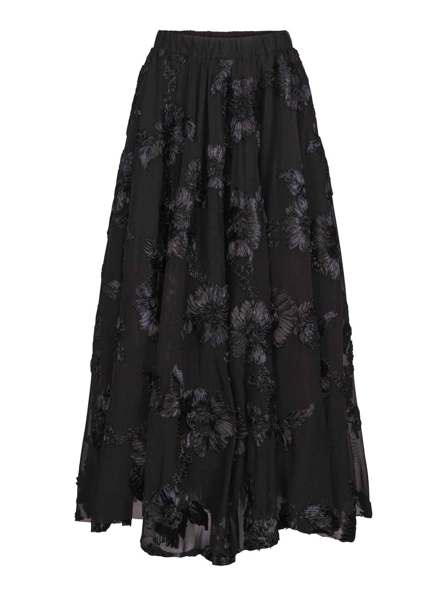 Long tulle skirt Sort