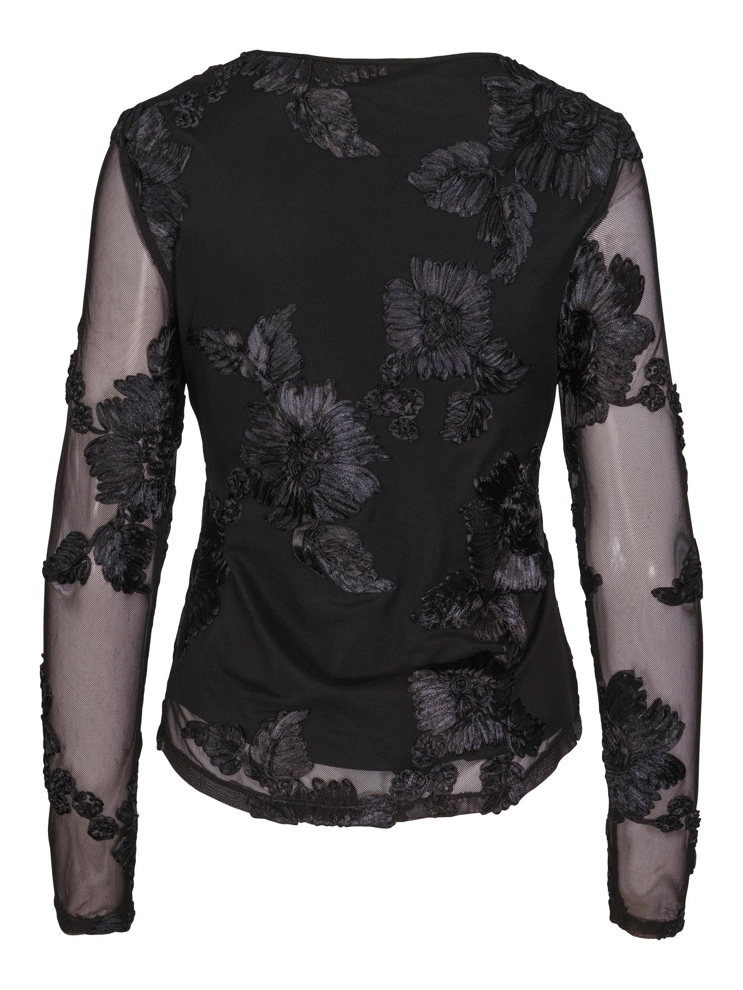 3D-flower blouse Sort