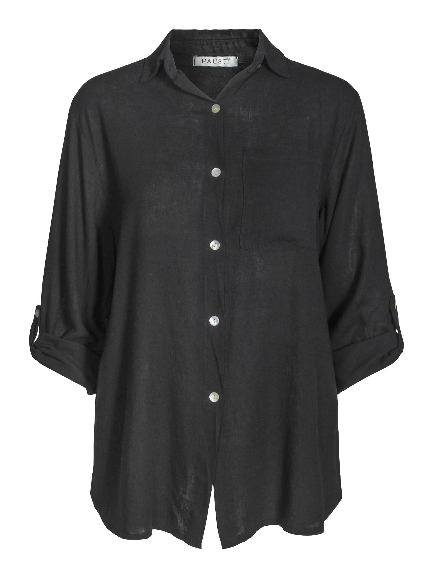 Casual linen shirt Sort