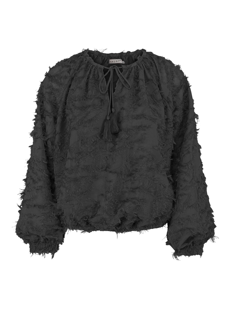 Hairy tassel blouse Black