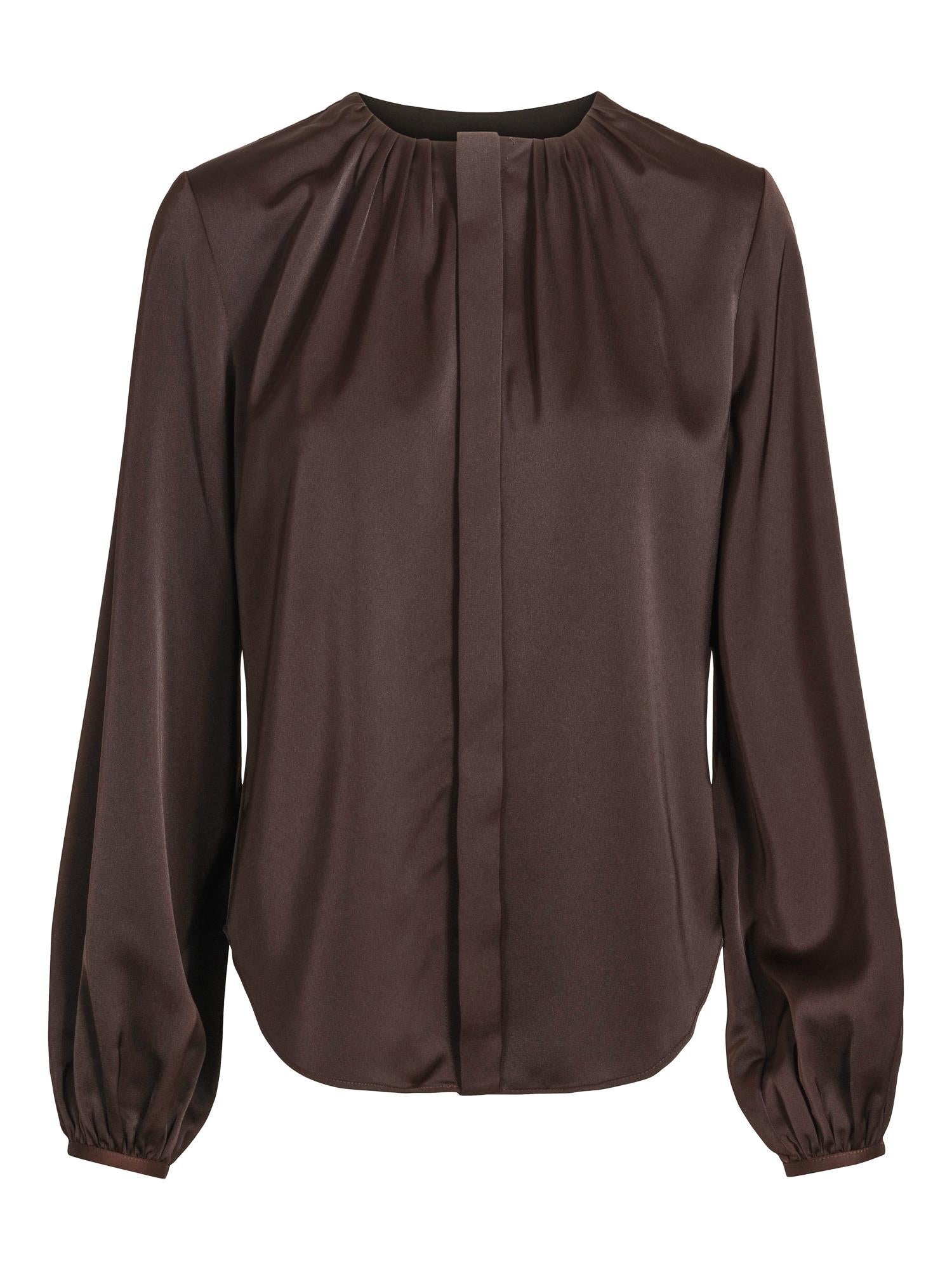 Pleat blouse Mørkebrun