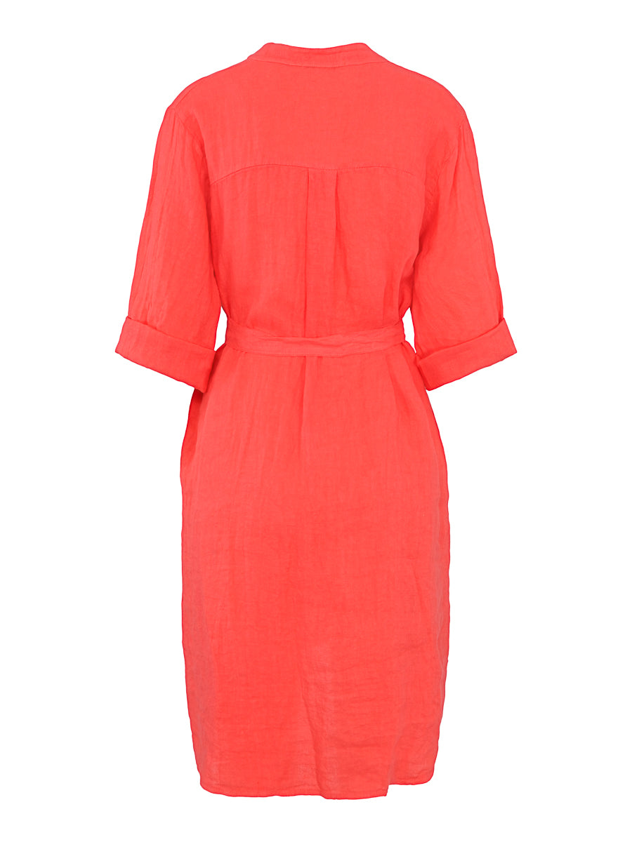 Linen shirt dress Coral