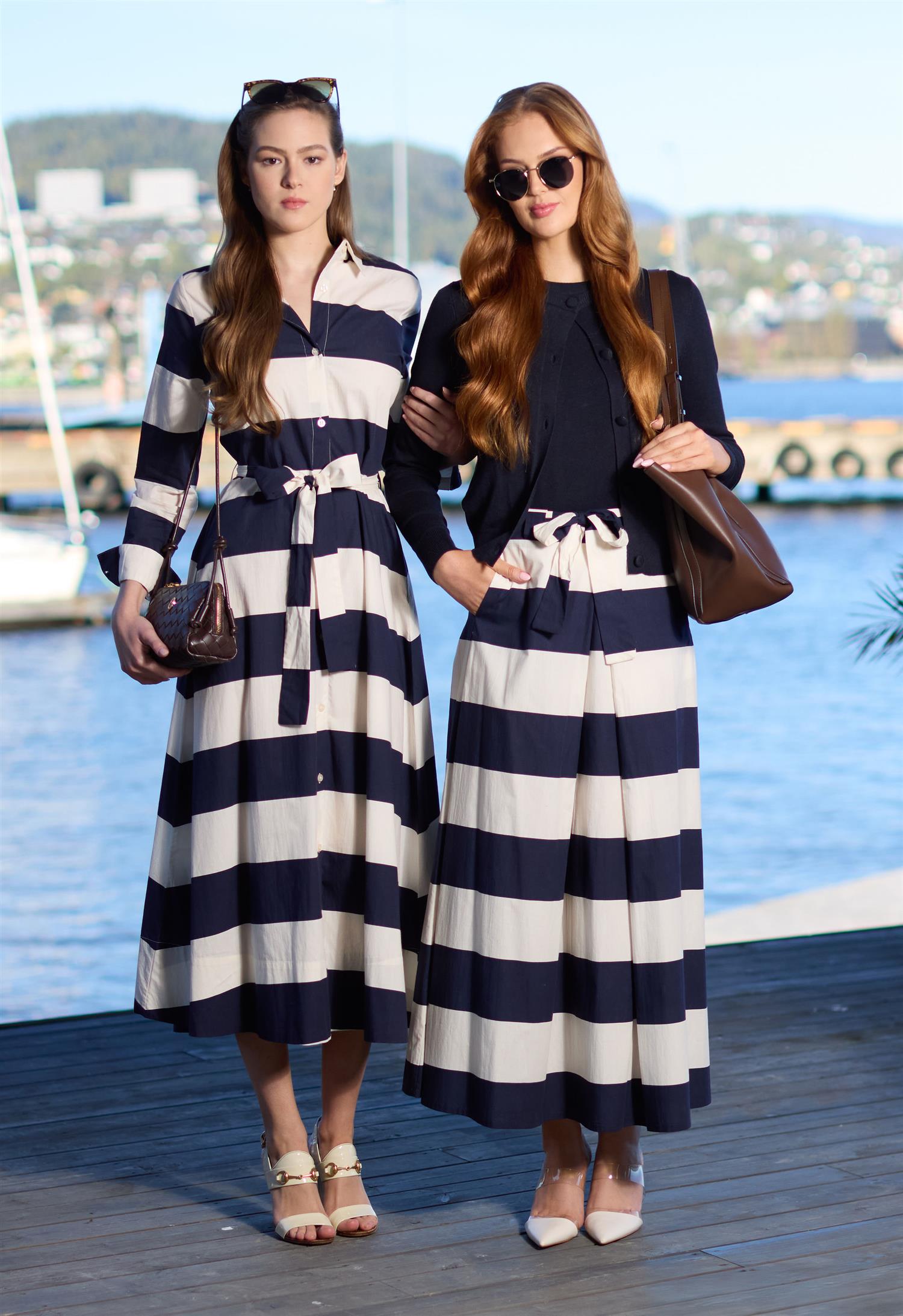 Cotton skirt Striped Navy