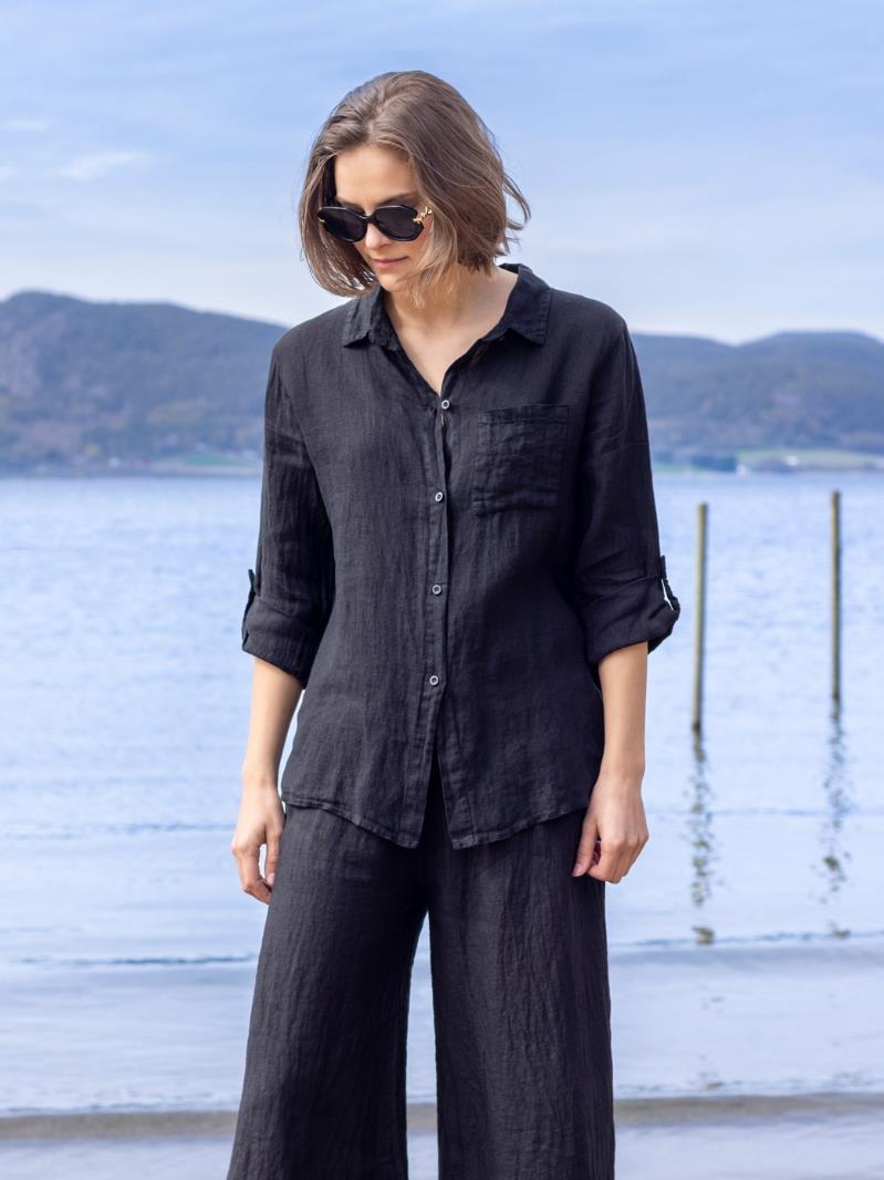 Casual linen shirt Black