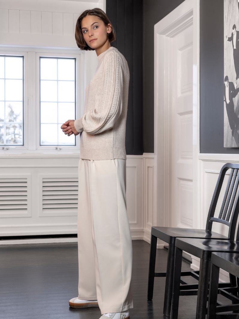 Heavy classic wide trouser Ecry