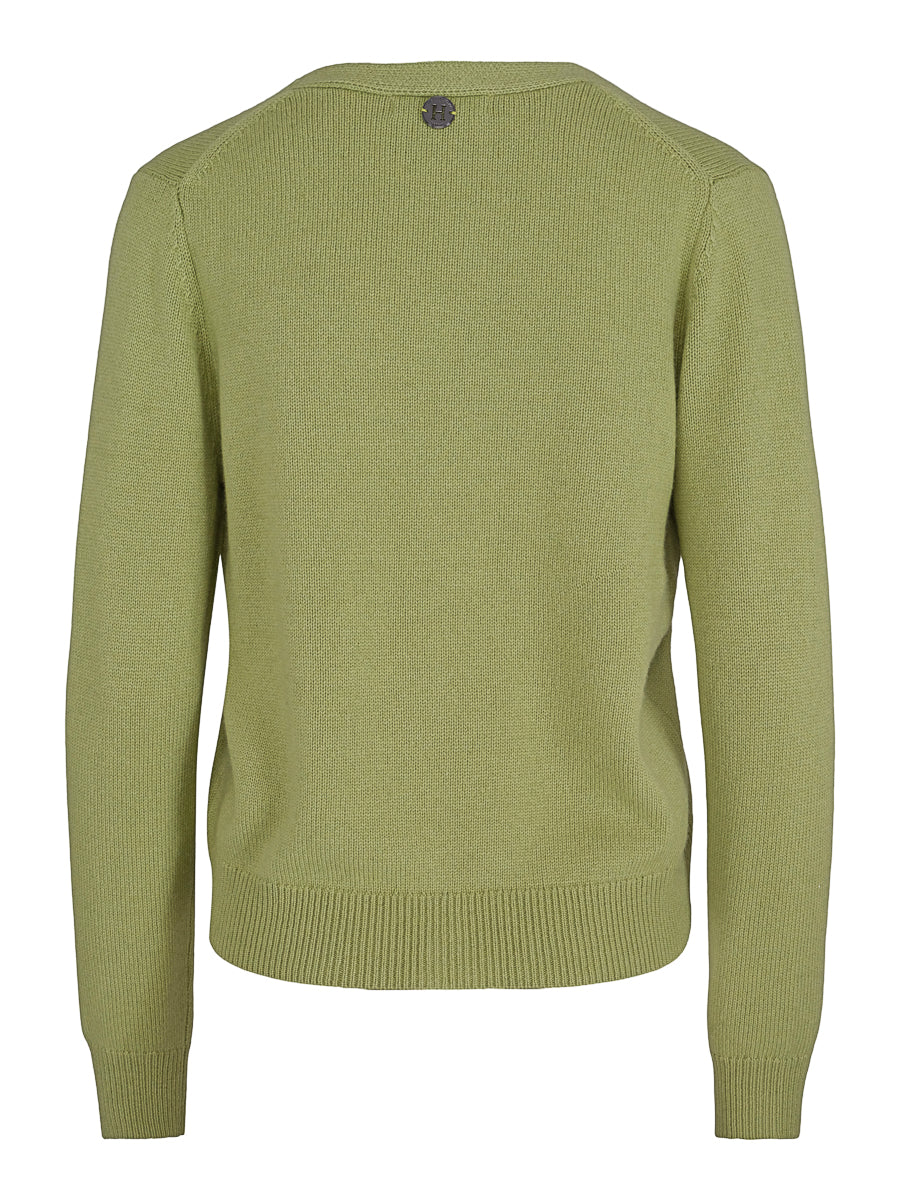 Basic V-neck cardigan Matcha