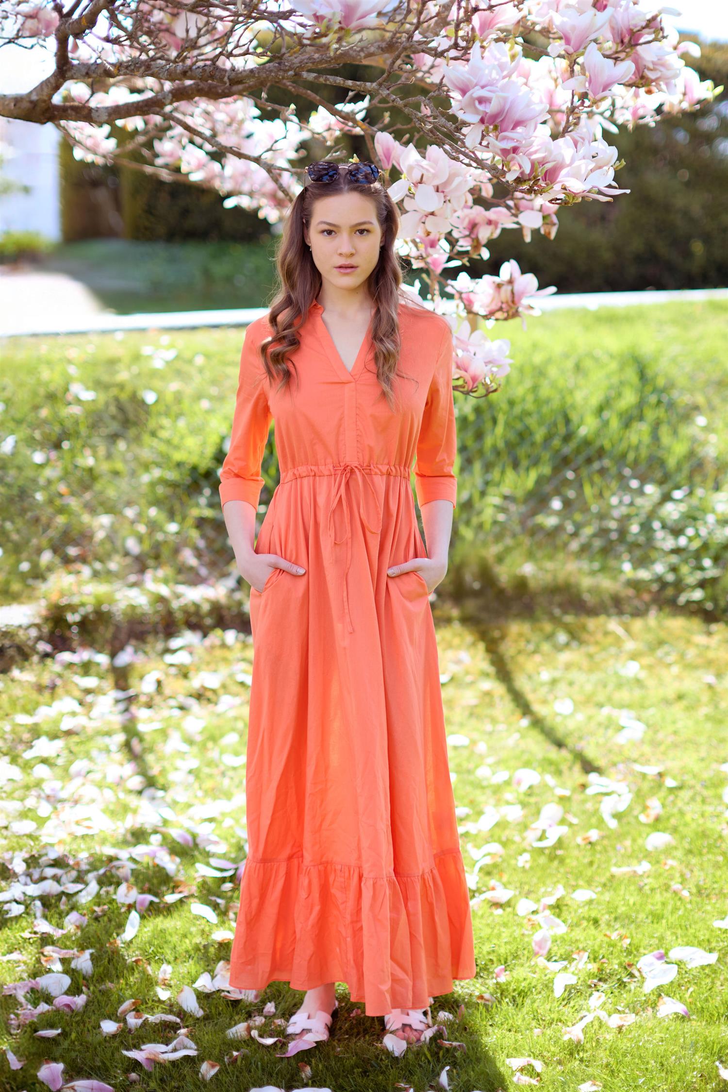 Light cotton dress Oransje