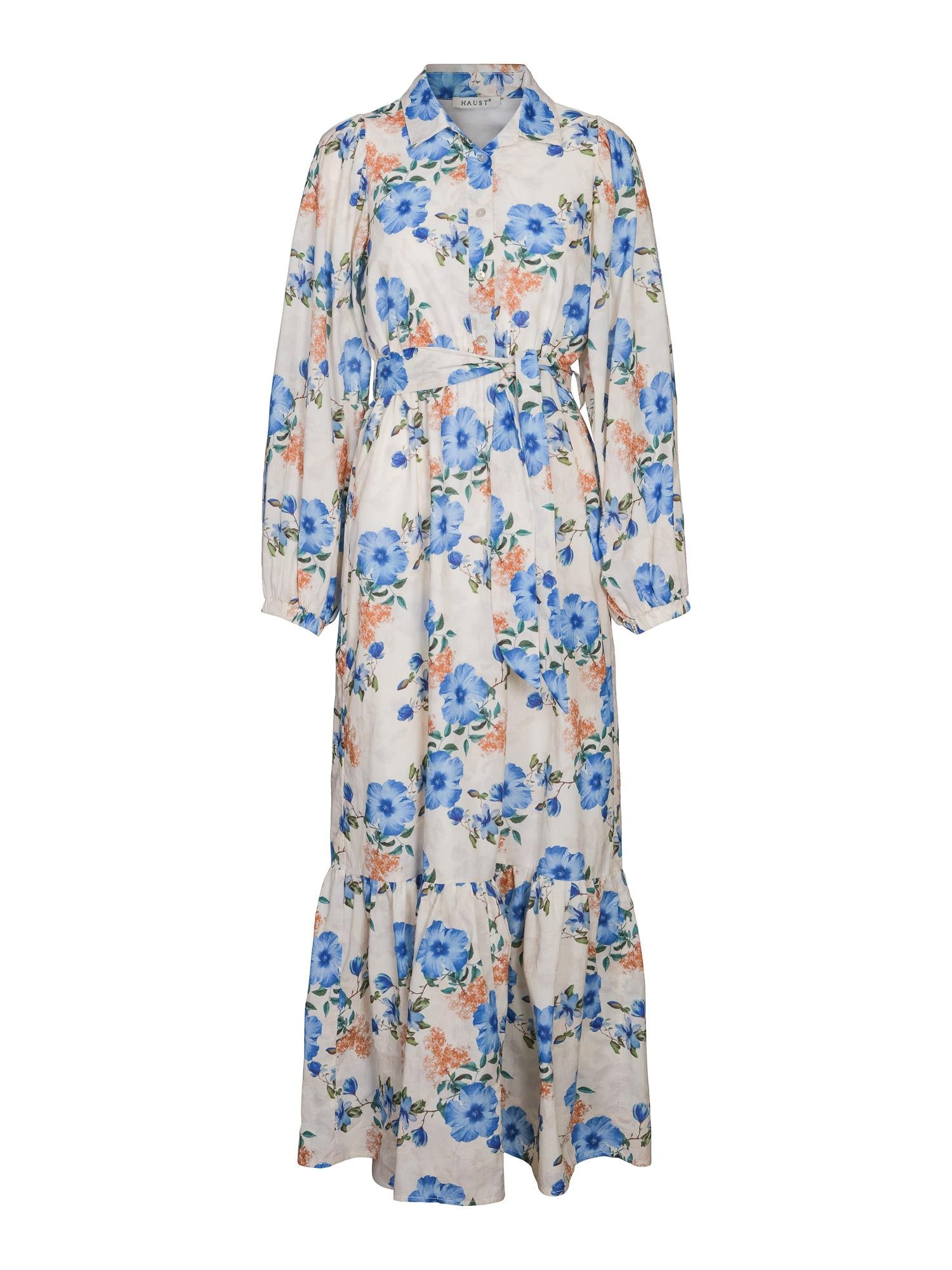 Flower cotton dress Blå