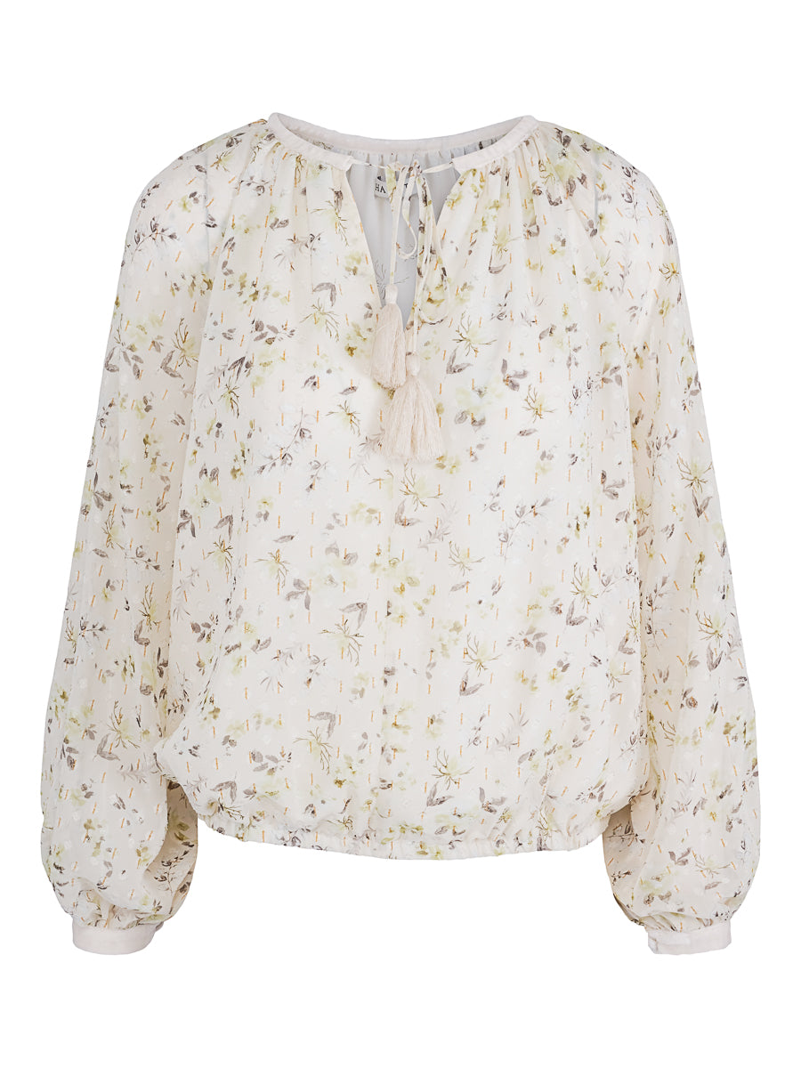 Velvet detailed blouse Creme