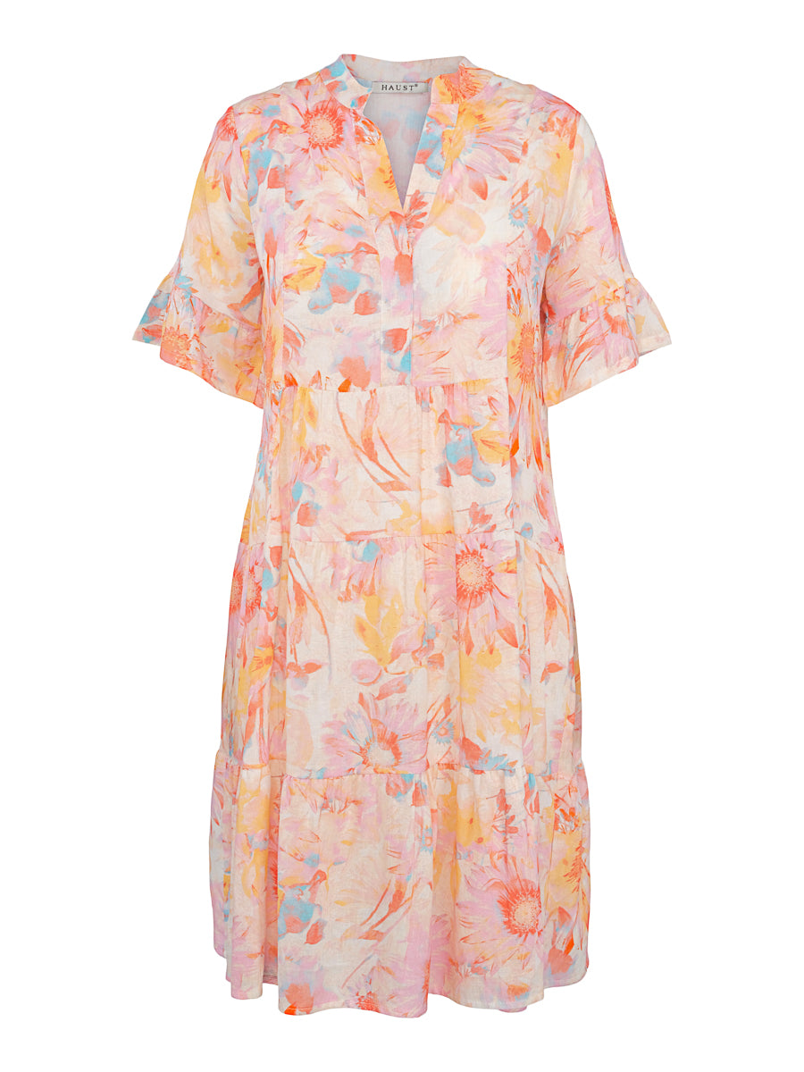Printed linen layer dress Flower