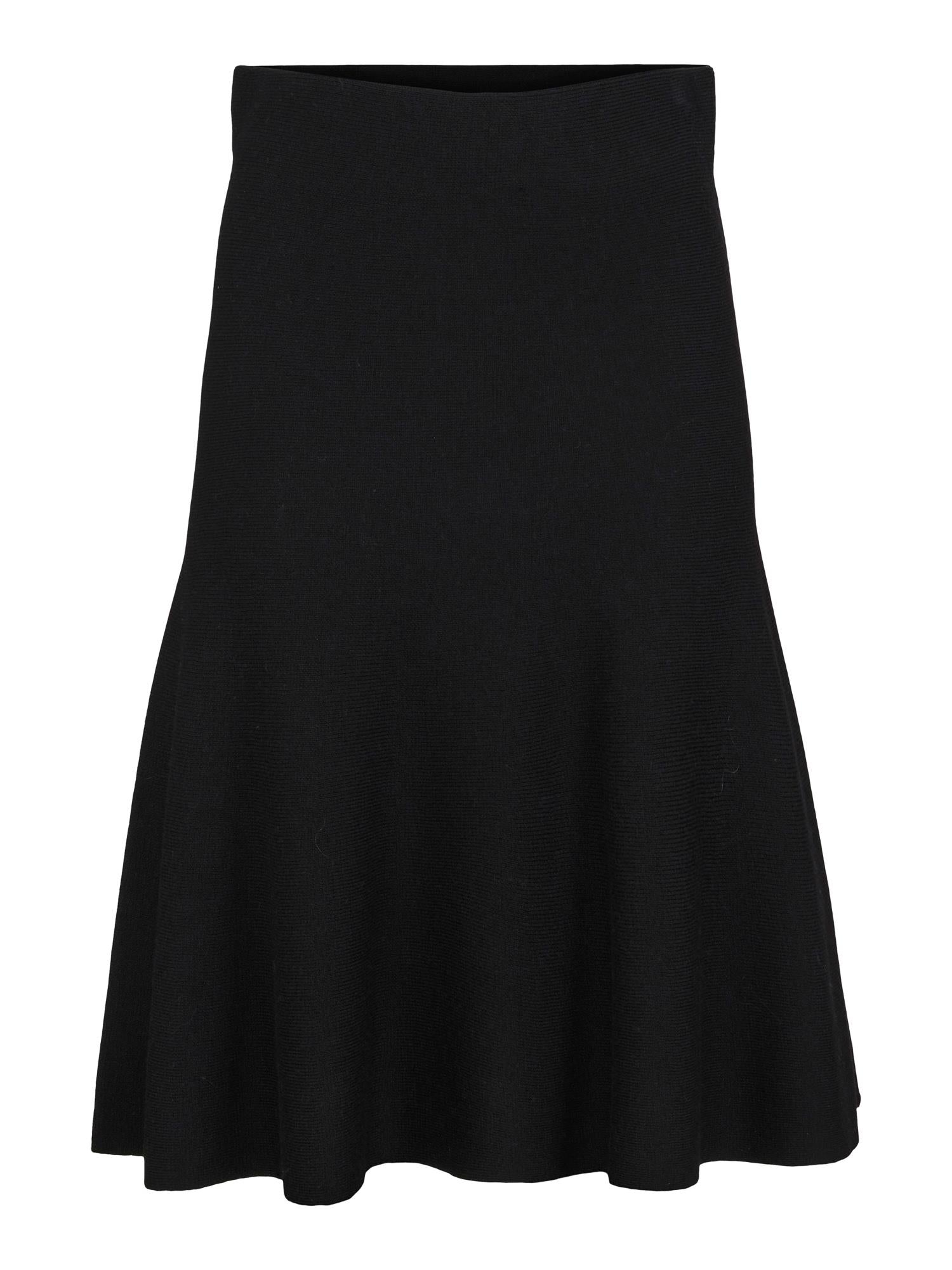 Knitted merino wide skirt Sort