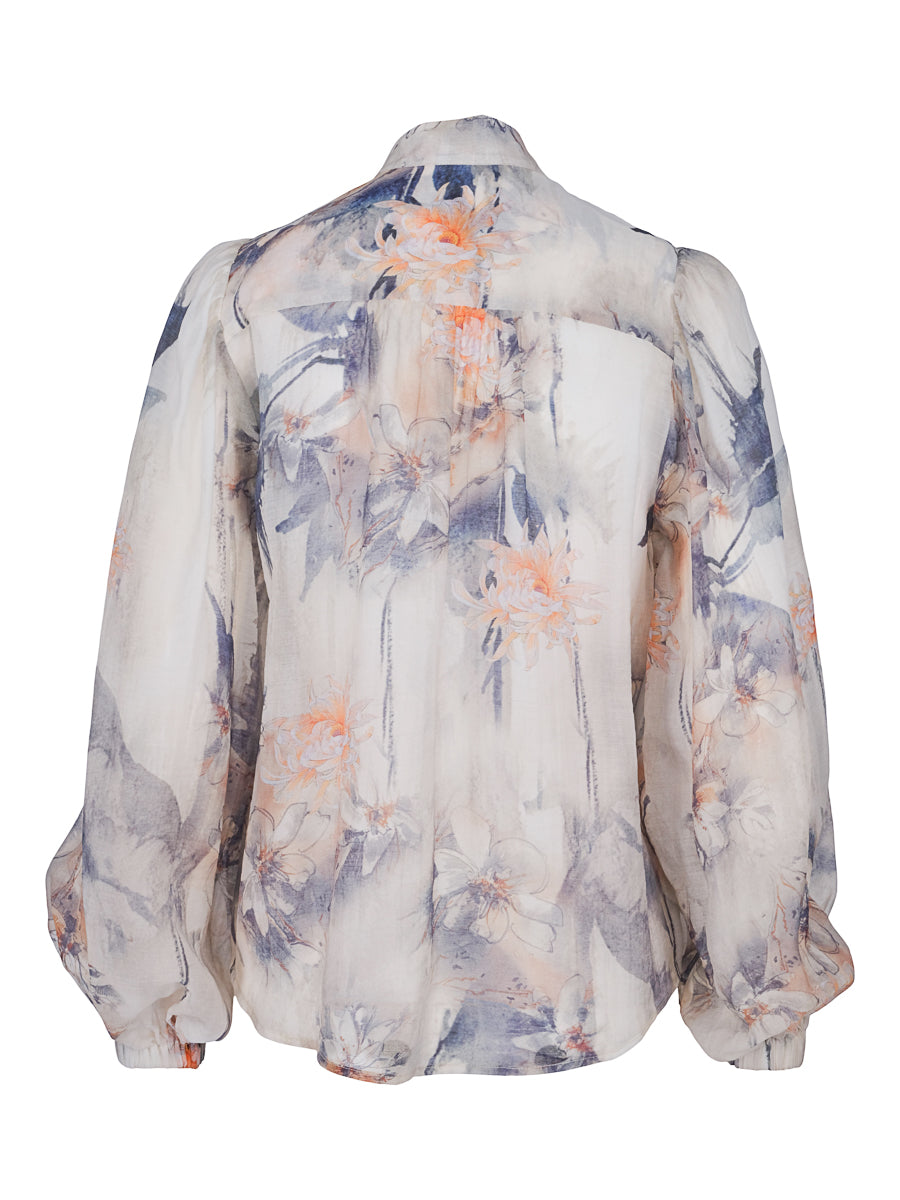 Button blouse Flower