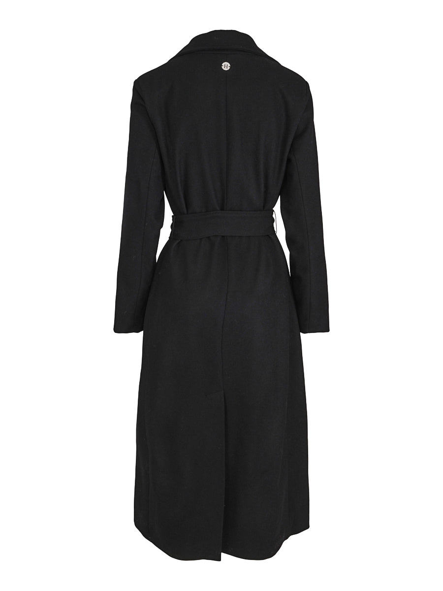 Classic long belt coat Black