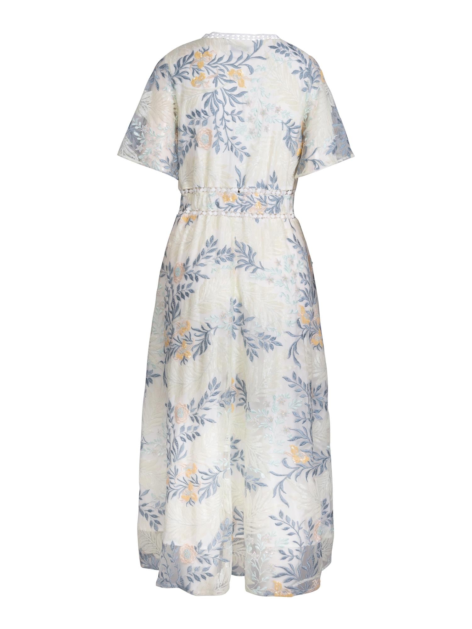 Embr/seq dress Blomstrete