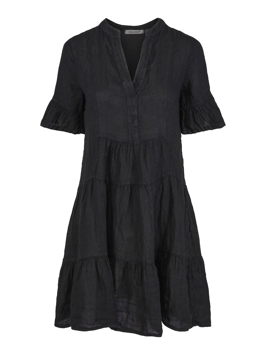 Linen layer dress Black