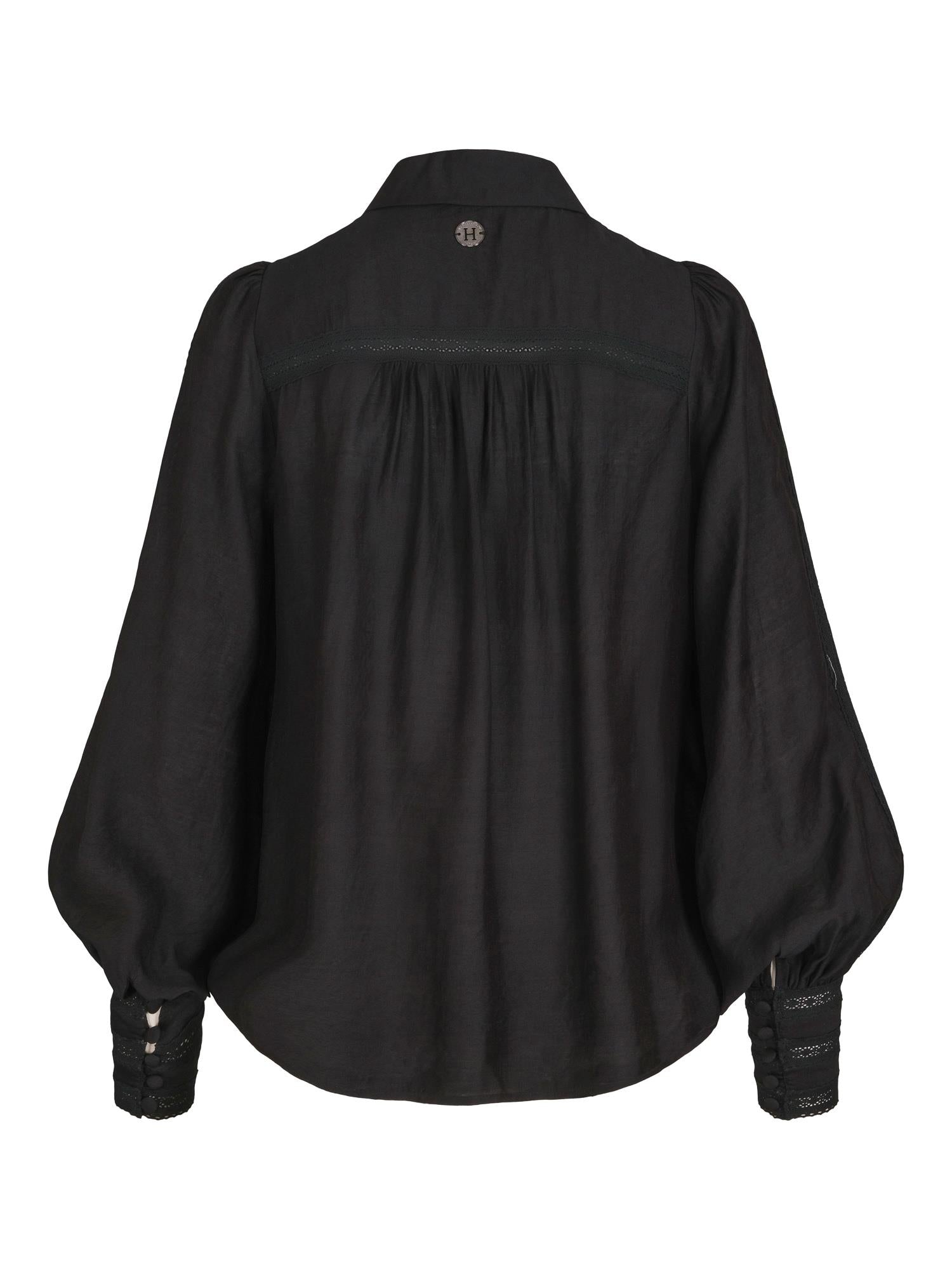 Ribbon detailed blouse Sort