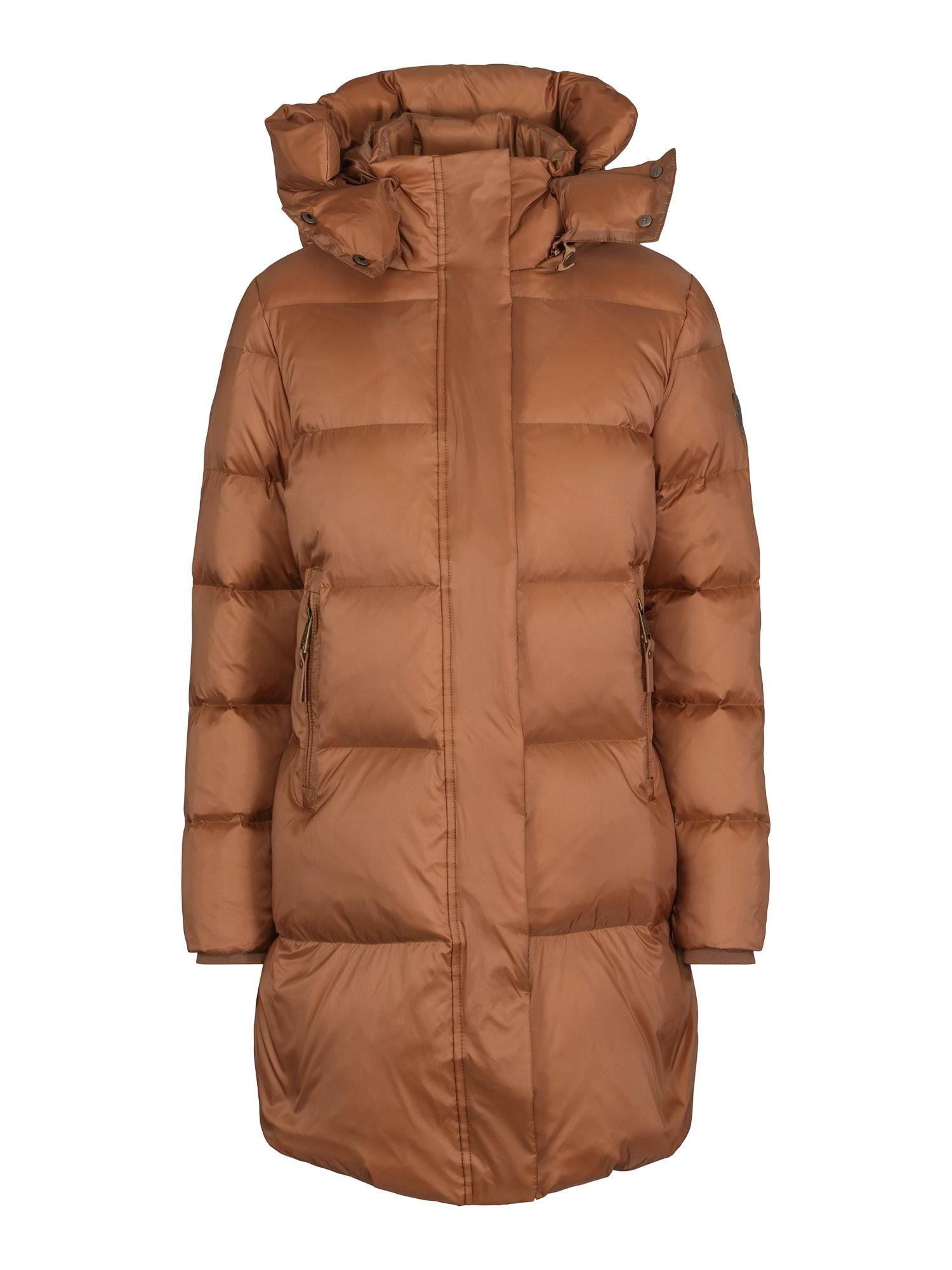 3/4 long hooded down jacket Taupe