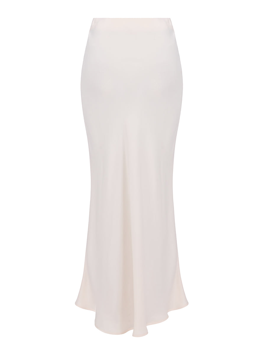 Long satin skirt Ecry