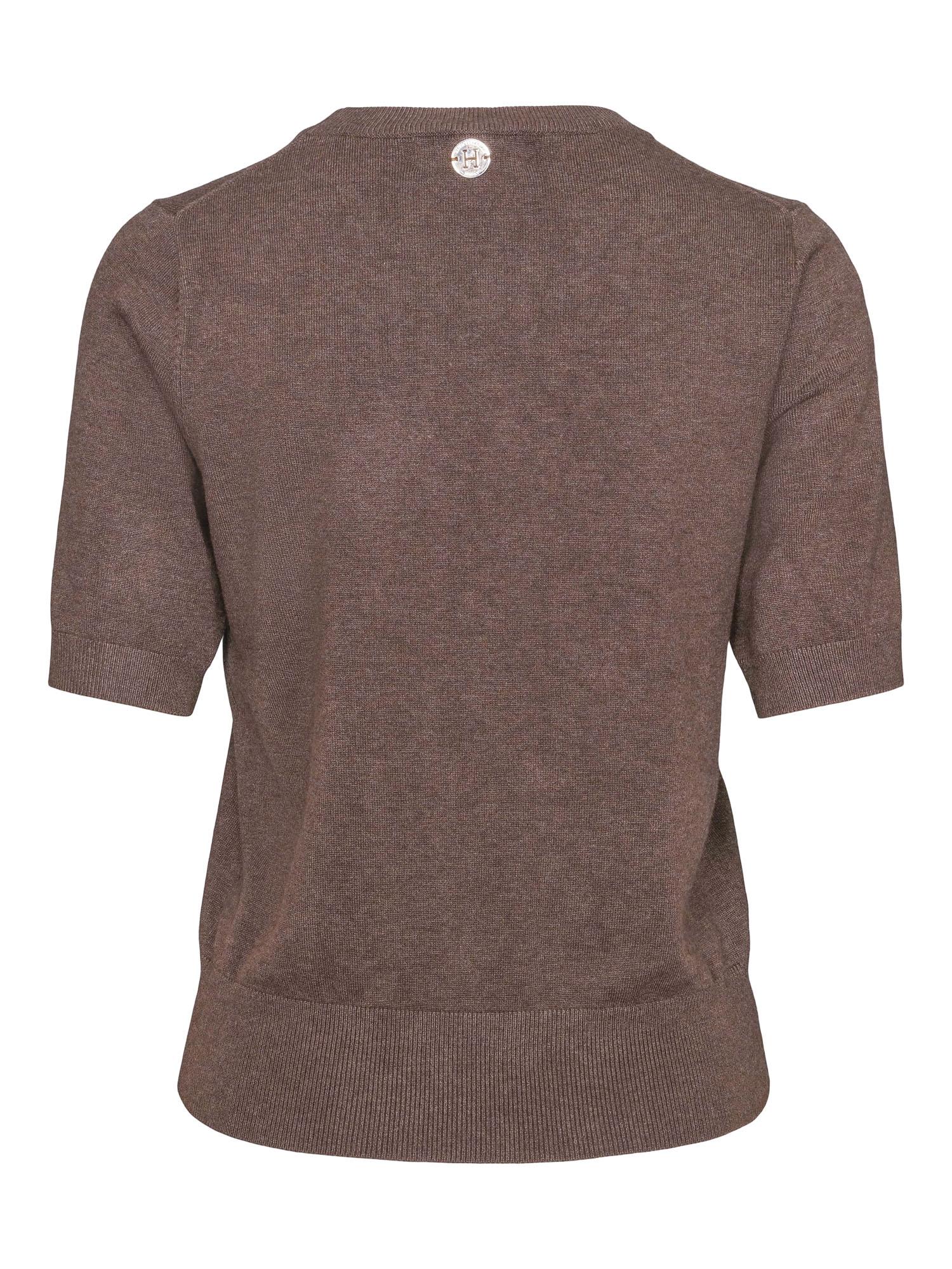 Classic knitted short sleeve pullover Brown Mel.