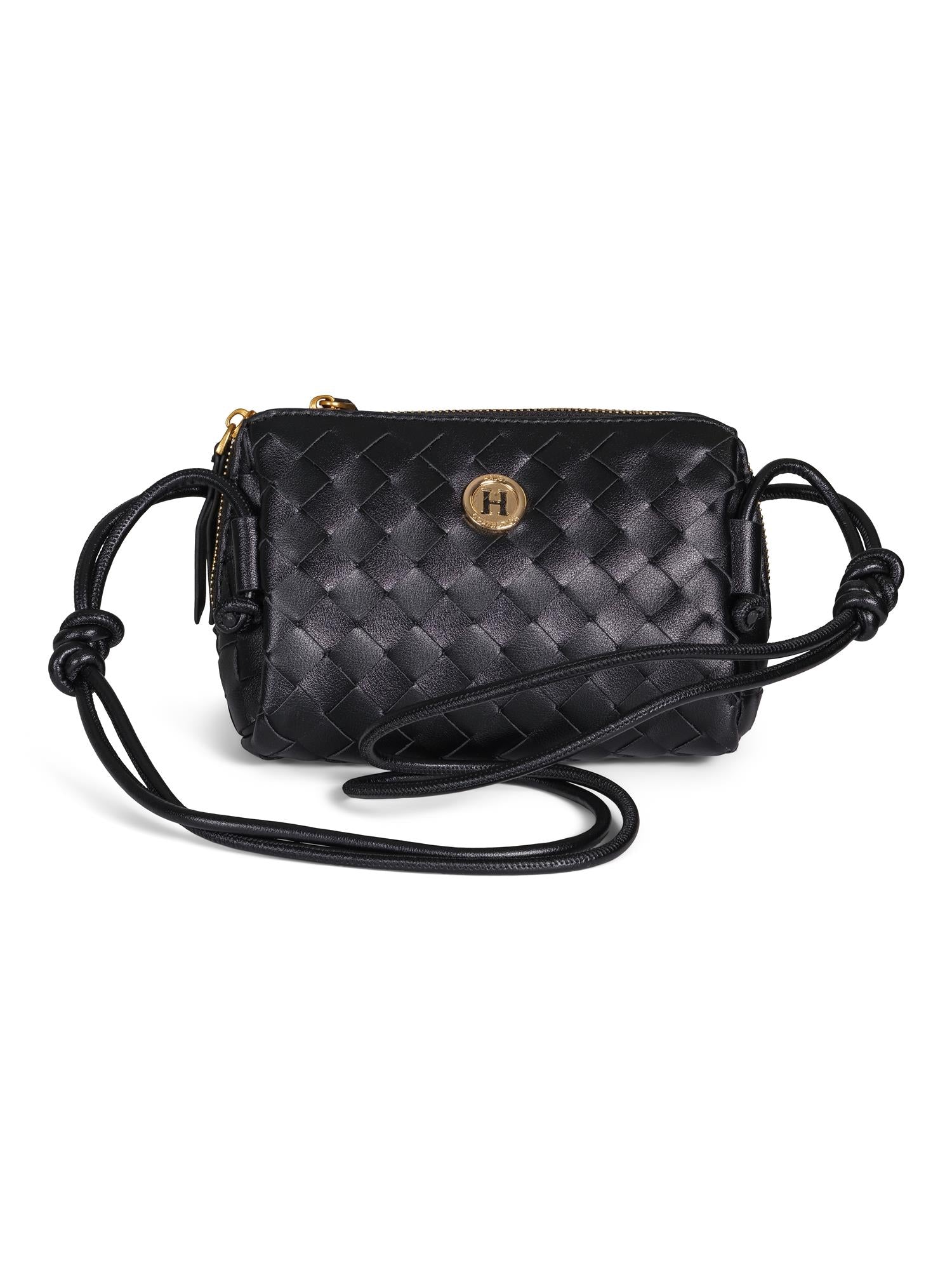 Weaved leather bag Sort