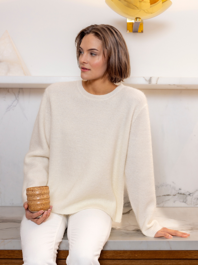 Exclusive mohair casual pullover Creme