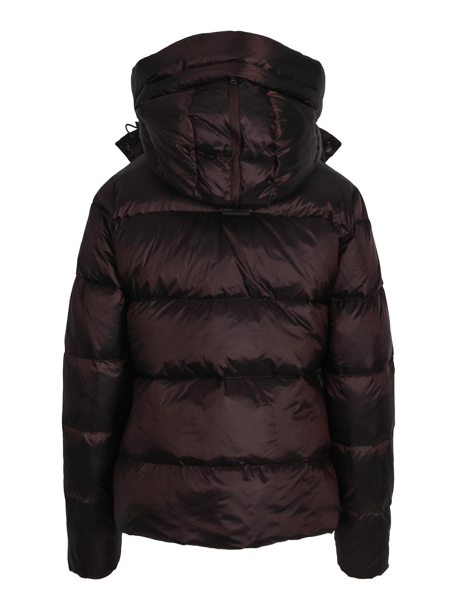 Short hodded puffer jacket Dark Brown