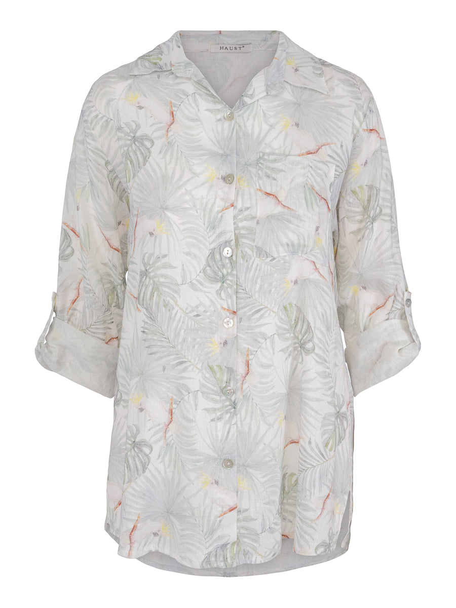 Casual linen shirt Multi/Green