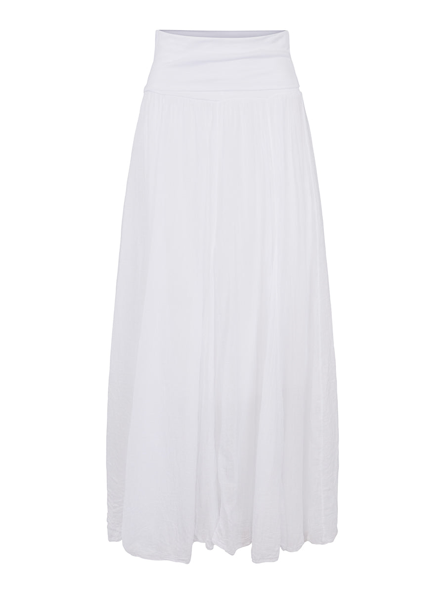 Cotton casual long skirt White