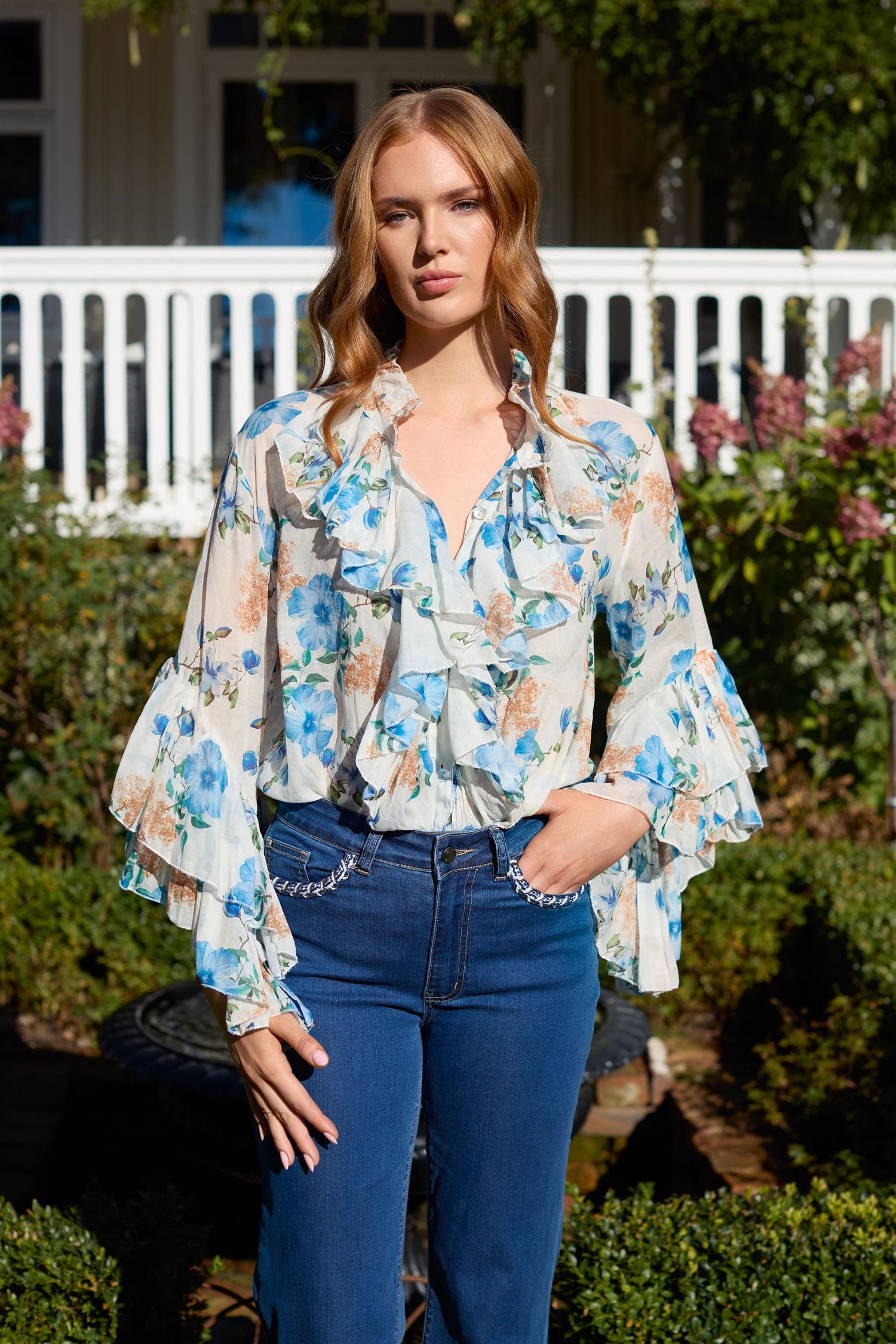 Ruffle blouse Blue