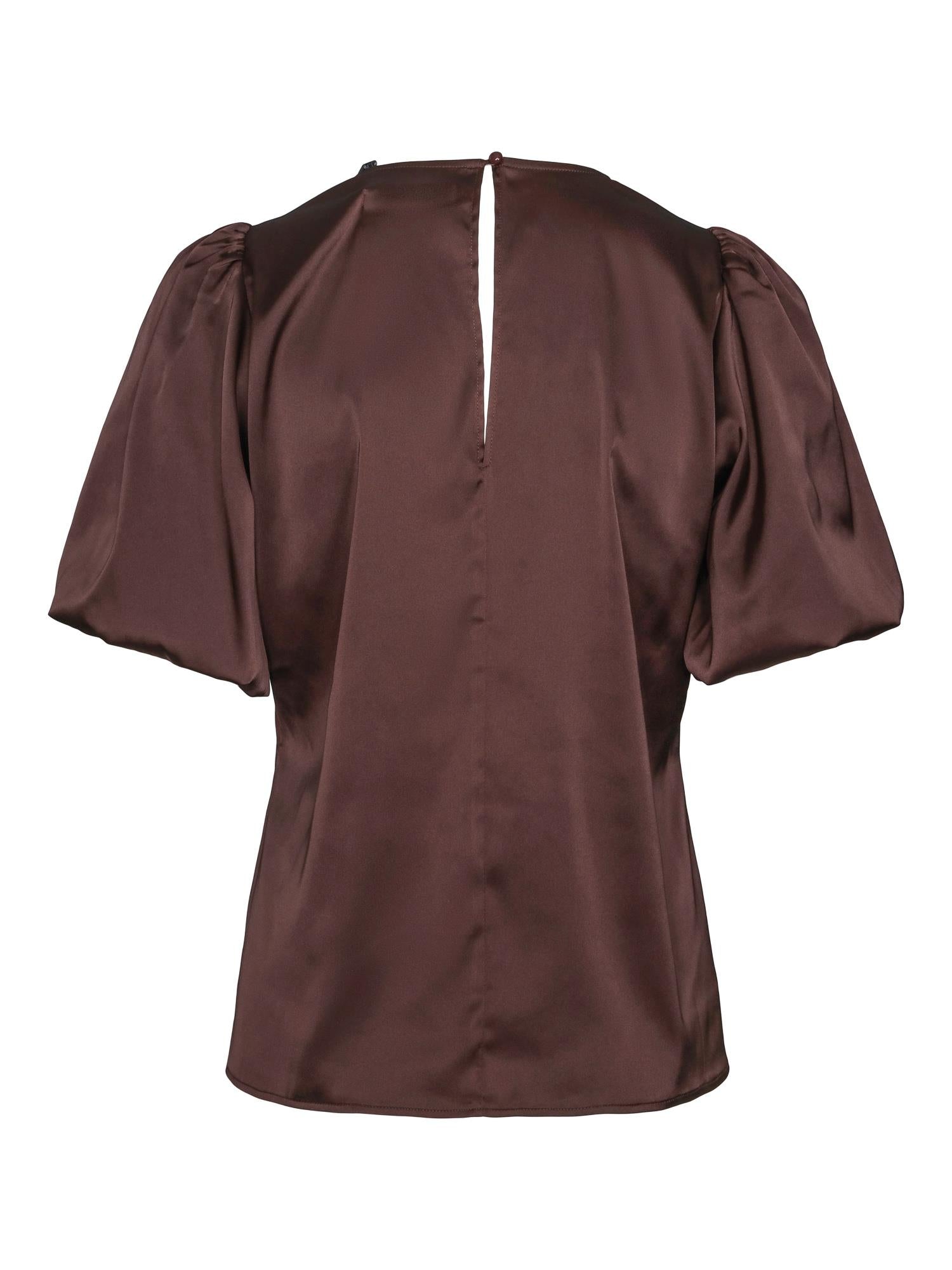 Button blouse Mørkebrun