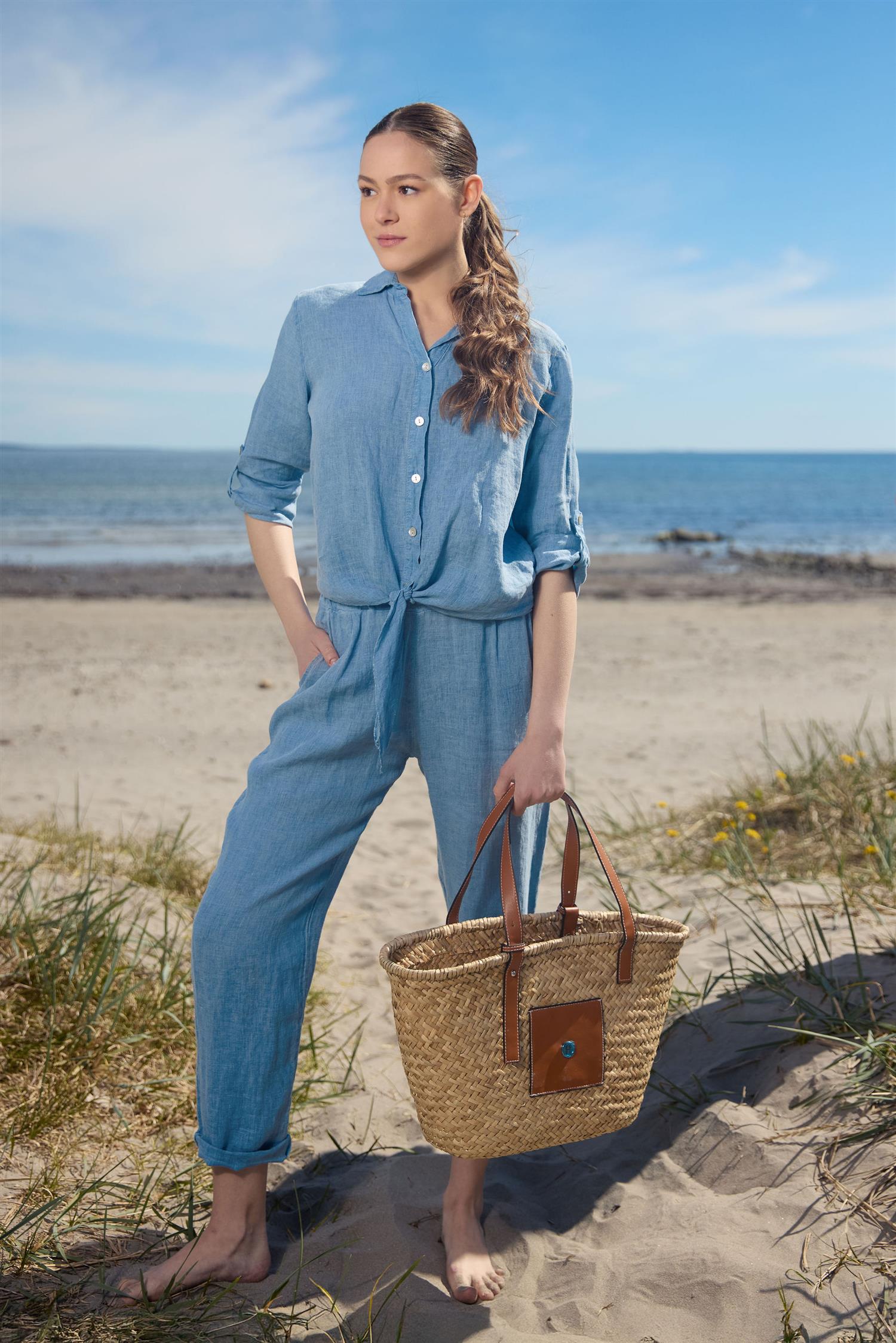 Linen trouser Jeans Blue
