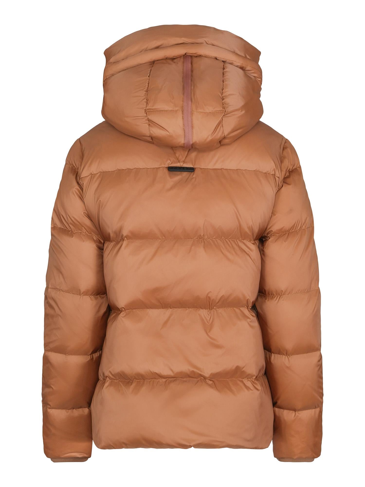 Short hooded puffer jacket Taupe