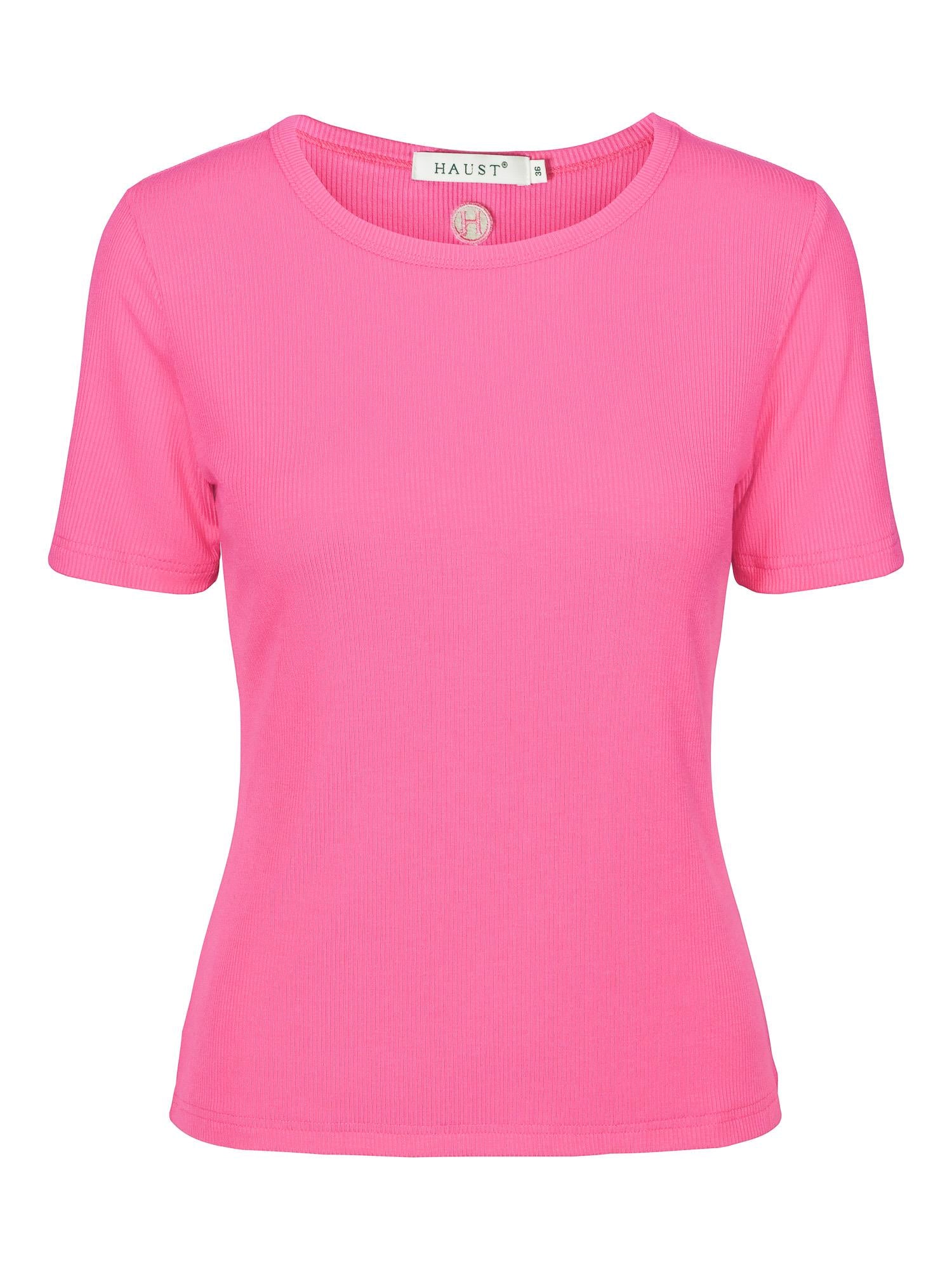Ribbed short sleeved top Fuchsia