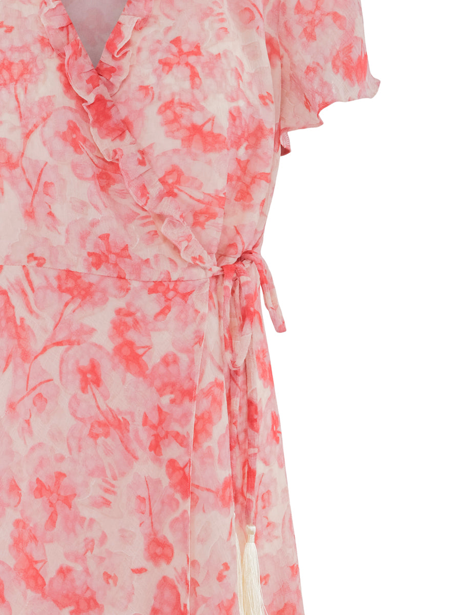 Long feminin wrap dress Flower