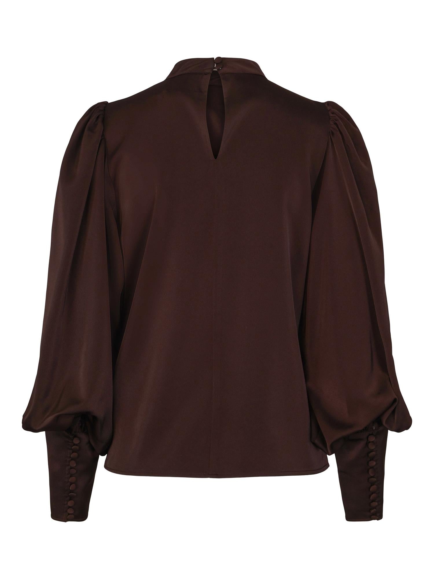 Special sleeve blouse Mørkebrun