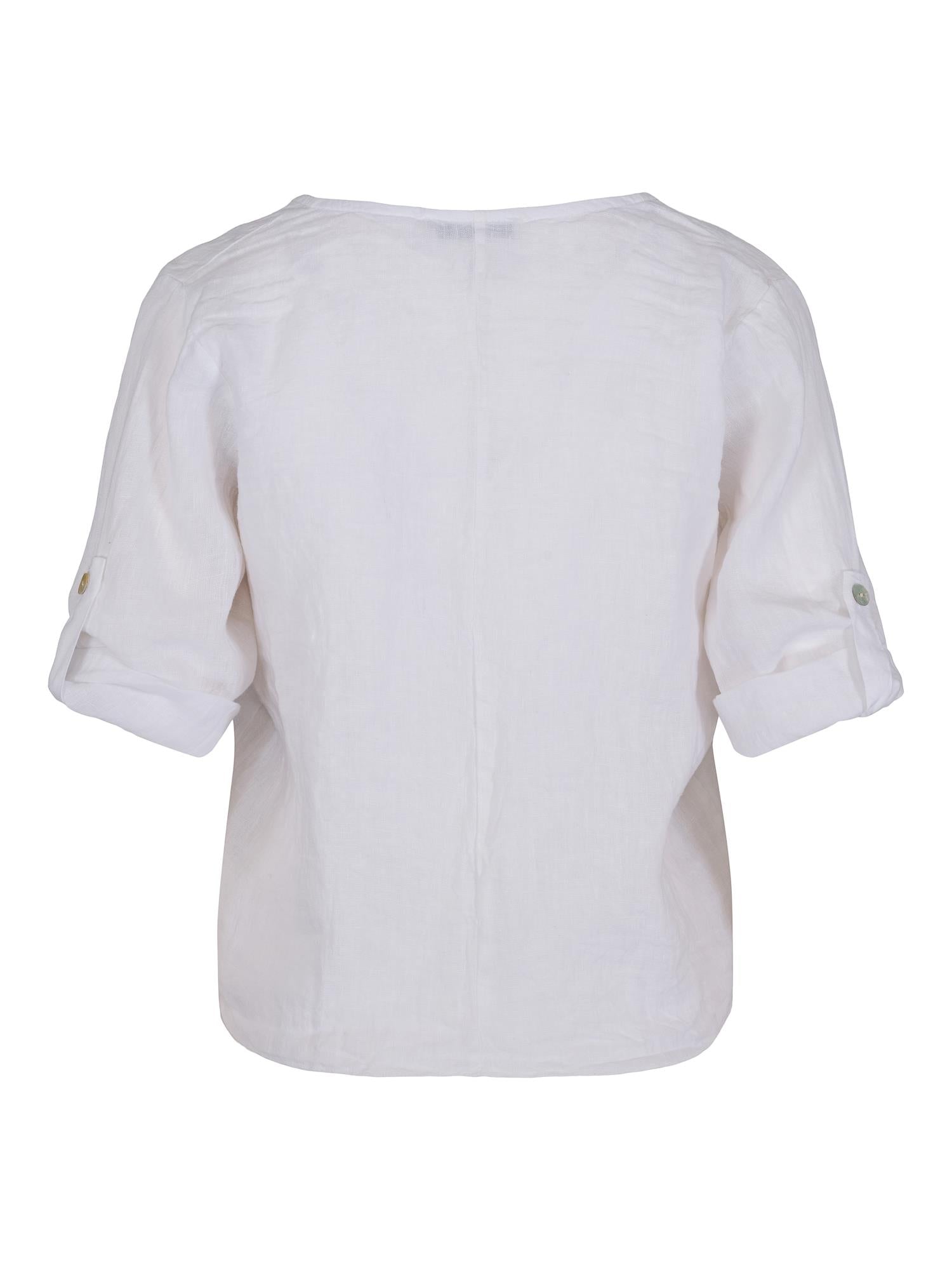 V-neck tie blouse White