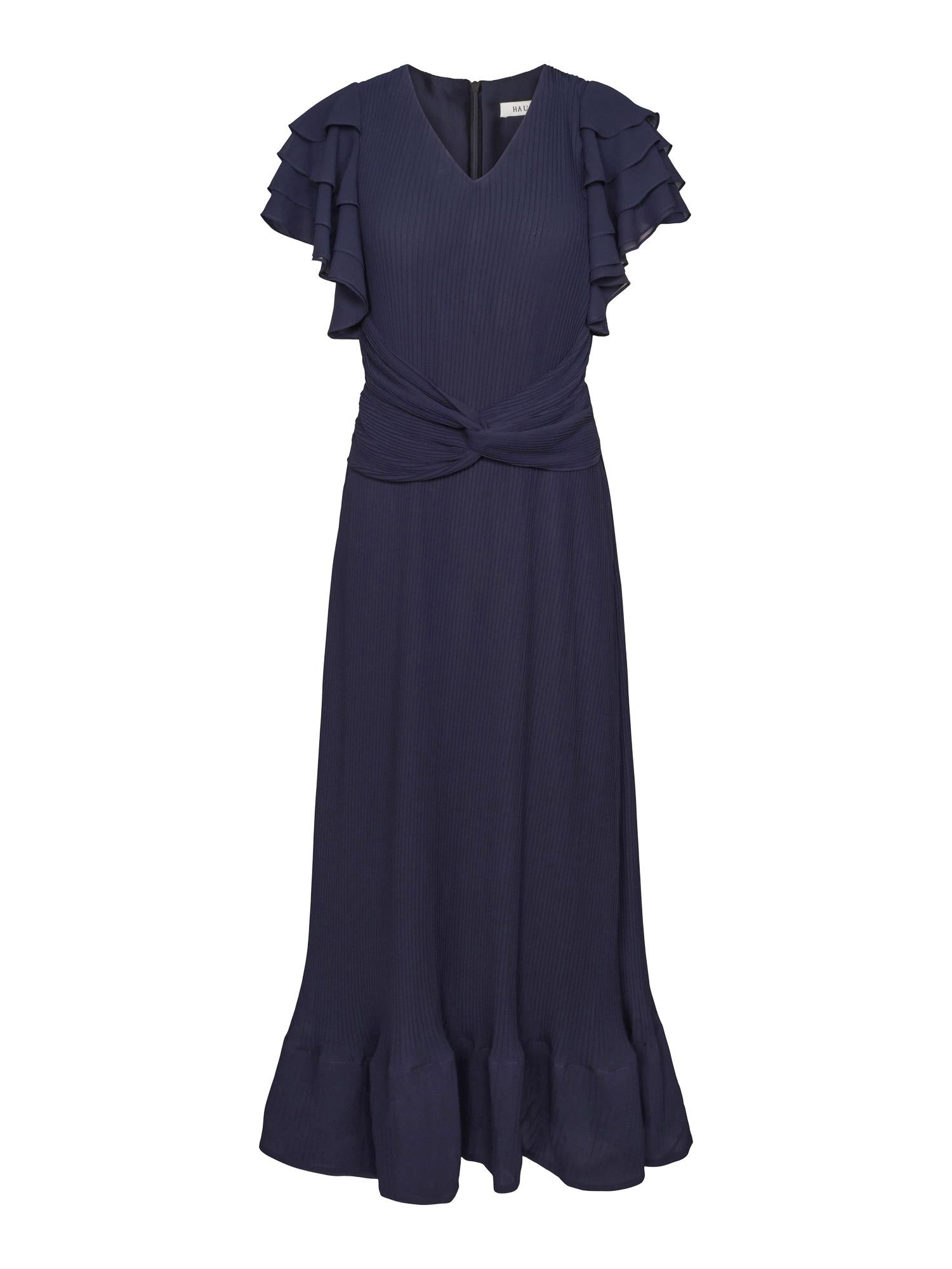 Long pleated dress Navy