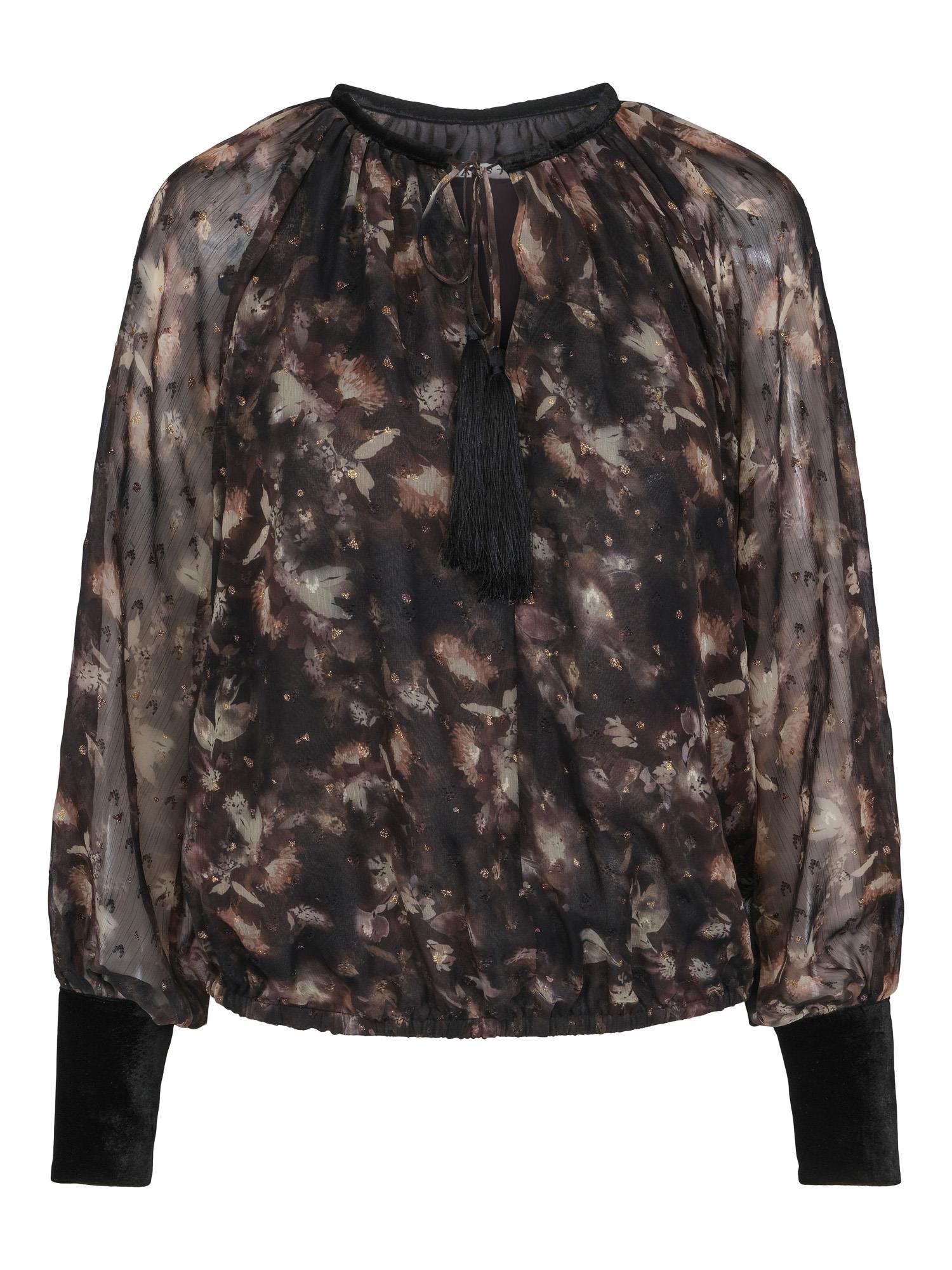 Chiffon feminine tassel blouse Sort