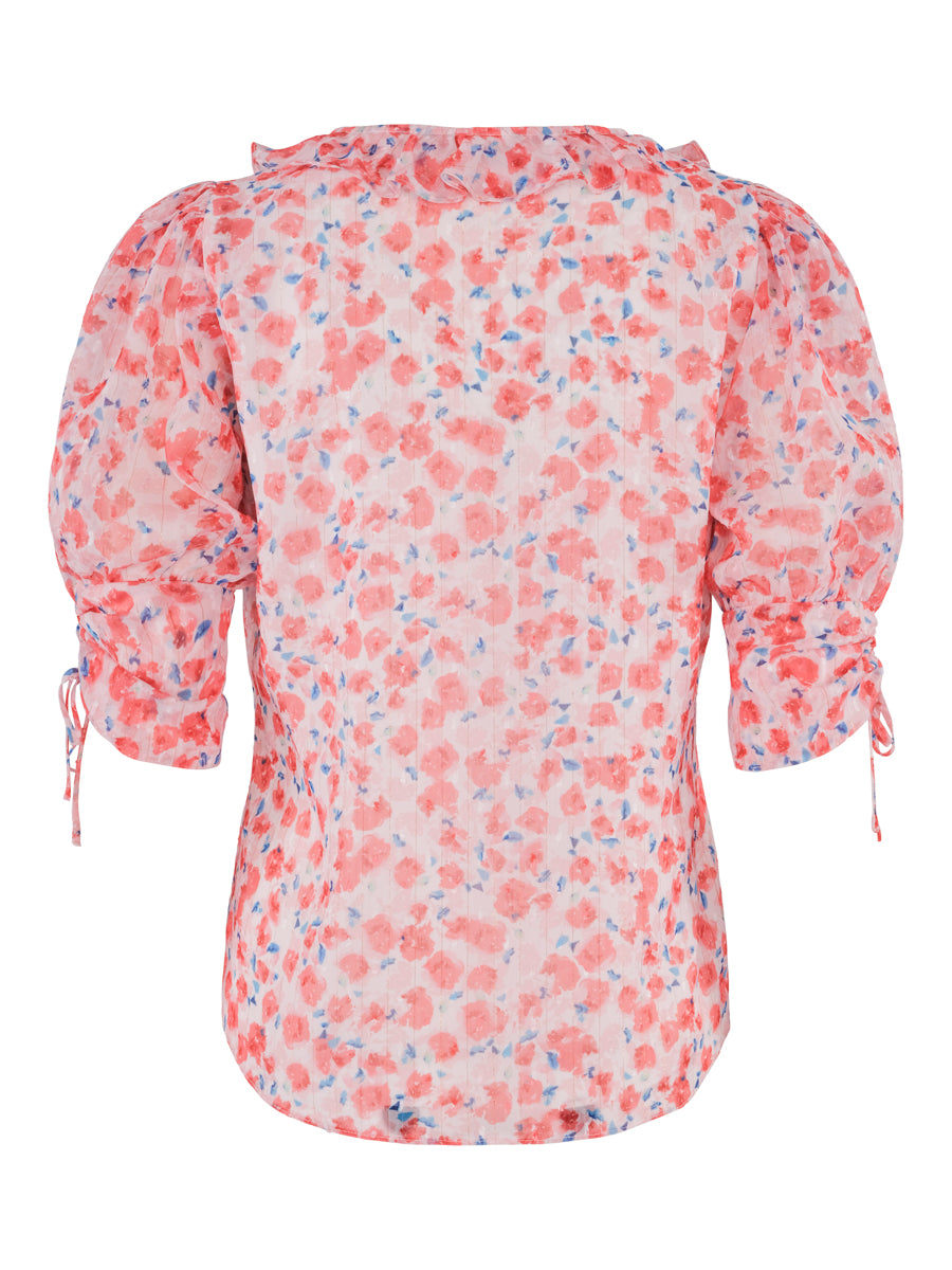 Detailed cuff blouse Red Flower