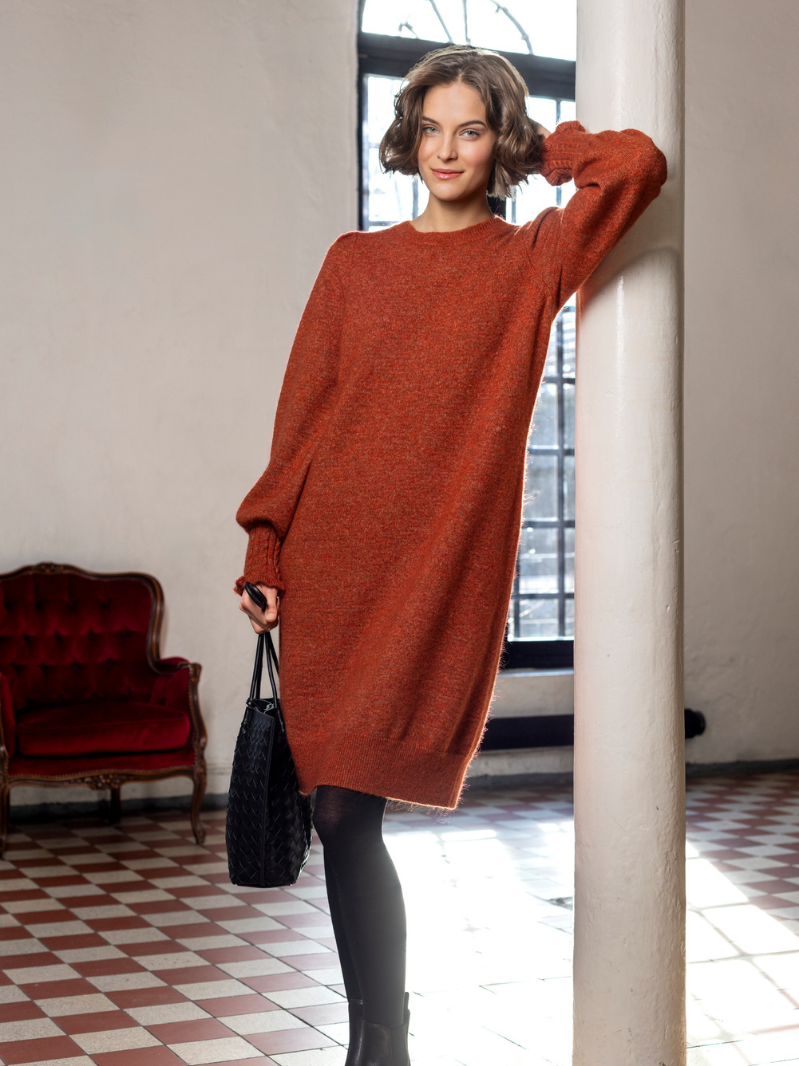 Mohair knitted dress Rust