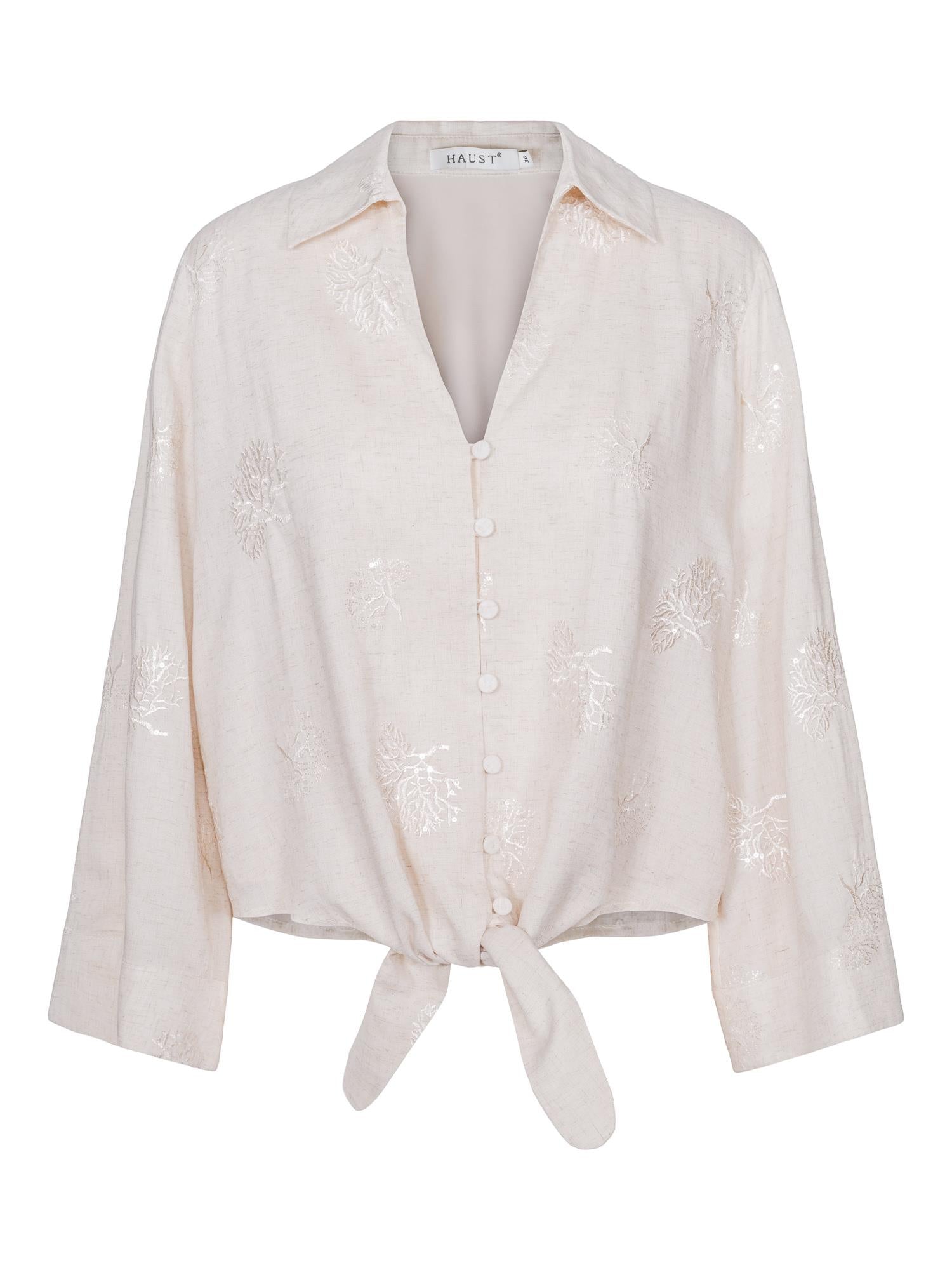 Seq detailed tie shirt Naturfarget