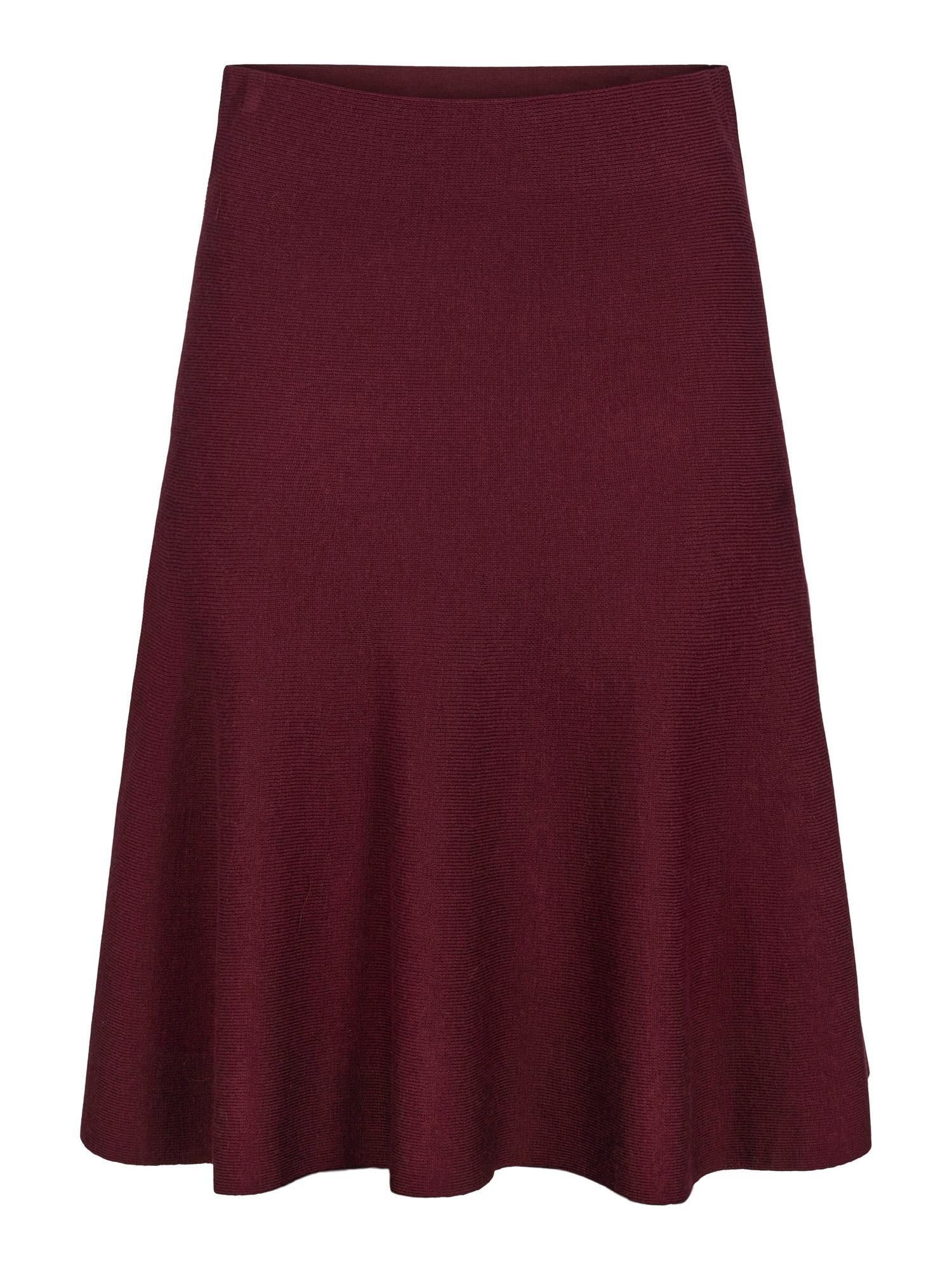 Knitted merino wide skirt Deep burgundy