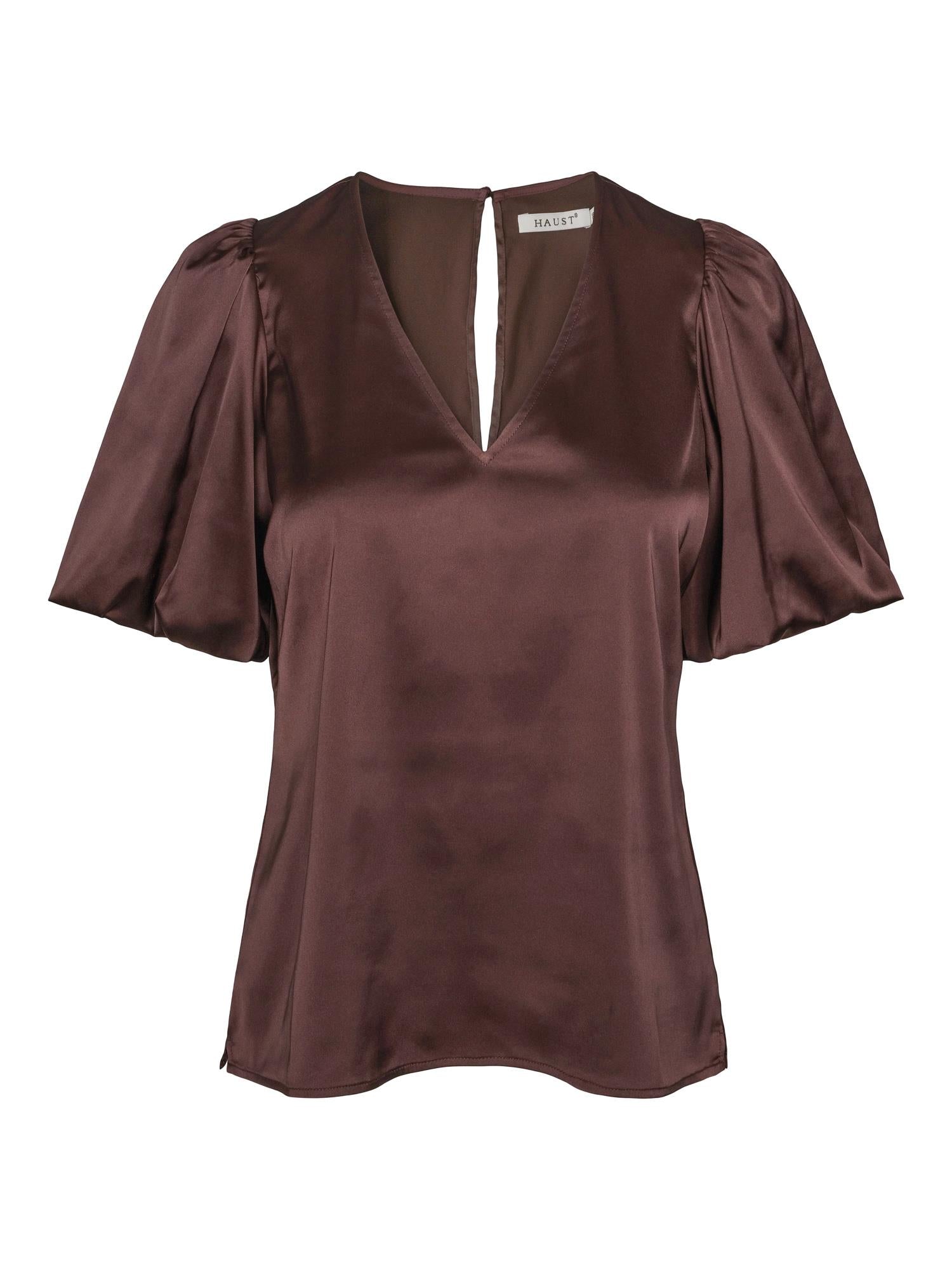 Button blouse Mørkebrun