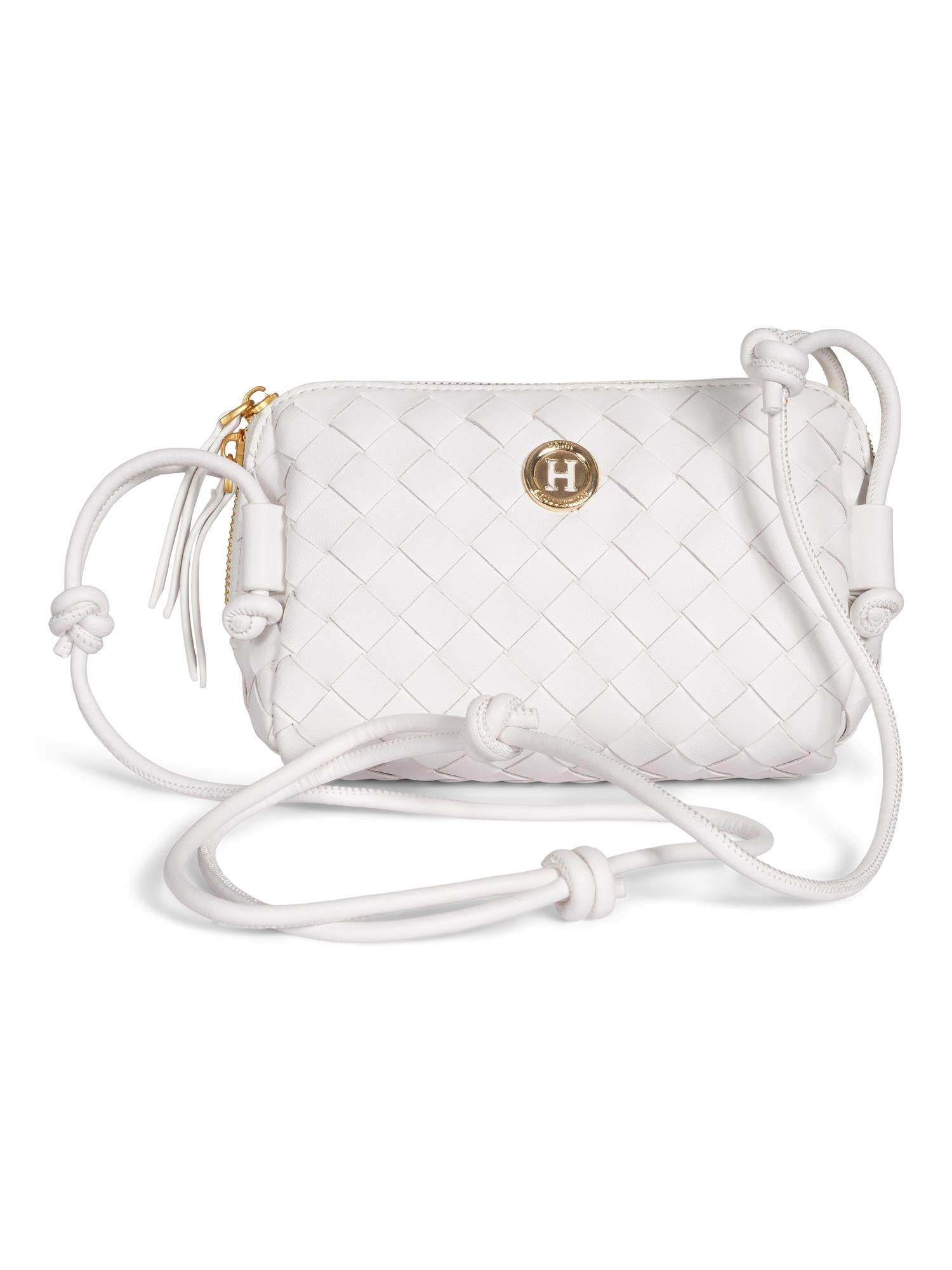 Weaved leather bag White