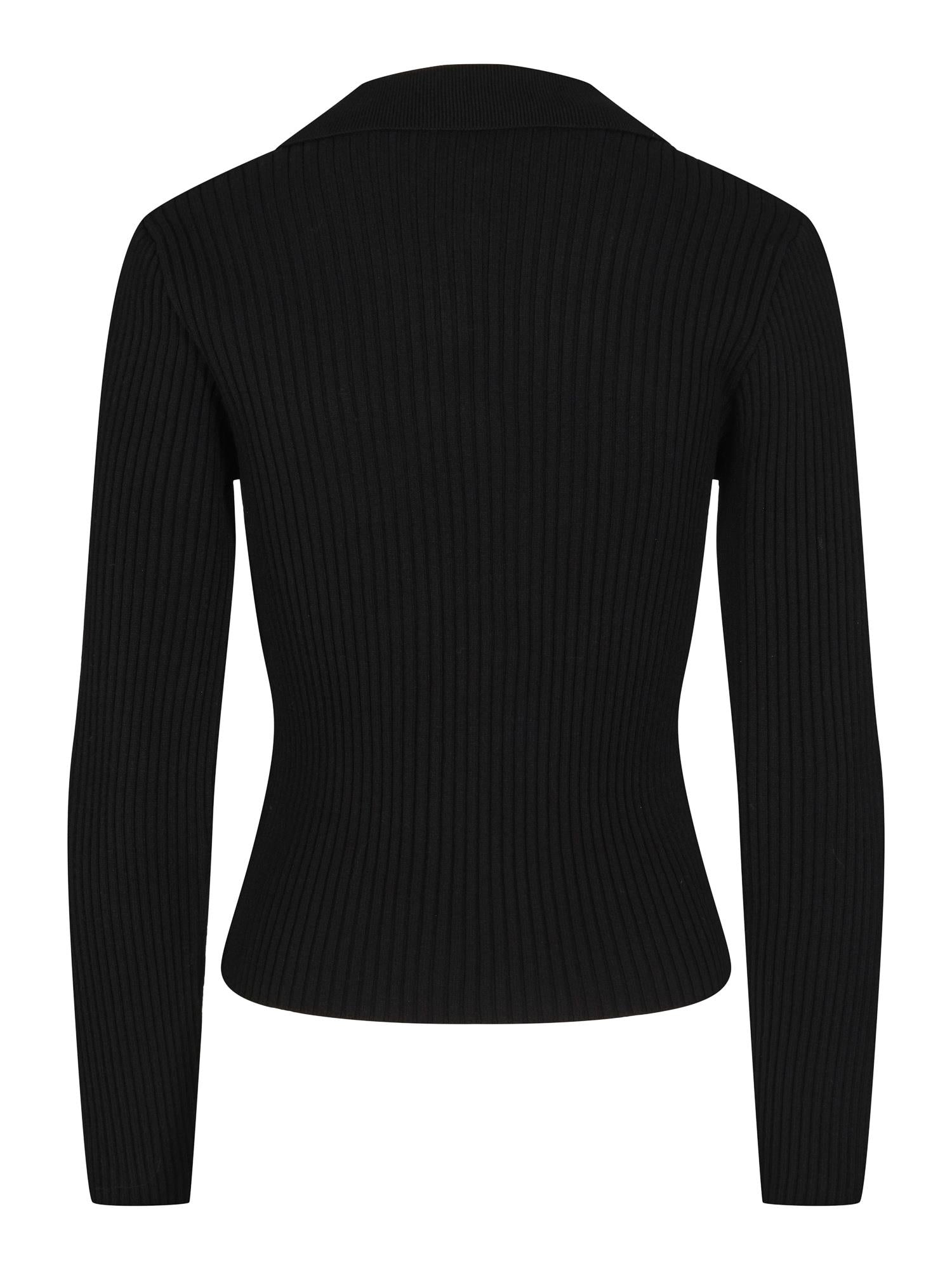 Collar rib knit pullover Black